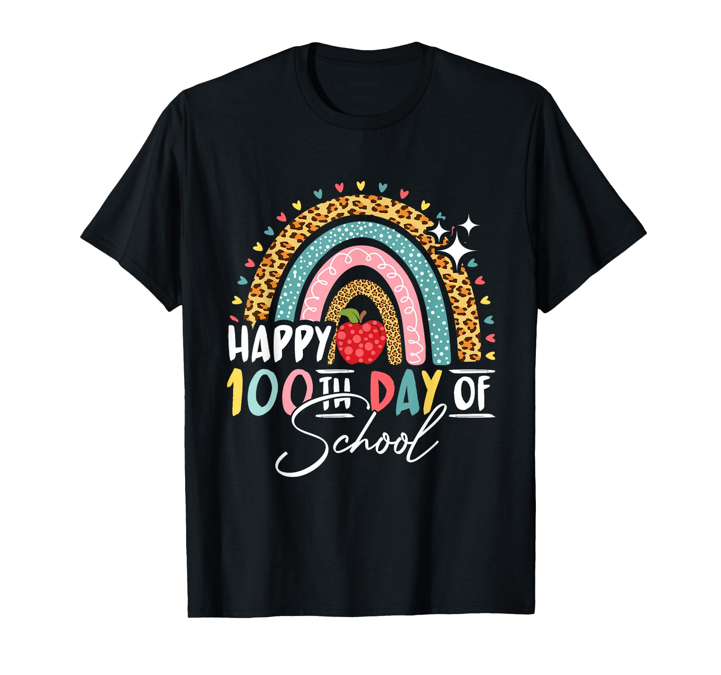 100Th Day School Leopard Funny Rainbow T-Shirt - Trendy Graphic Men Women - T-Shirt, Sweatshirt, Hoodie