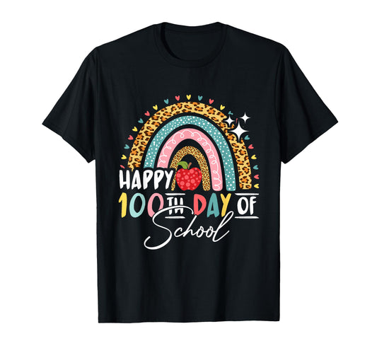 100Th Day School Leopard Funny Rainbow T-Shirt - Trendy Graphic Men Women - T-Shirt, Sweatshirt, Hoodie