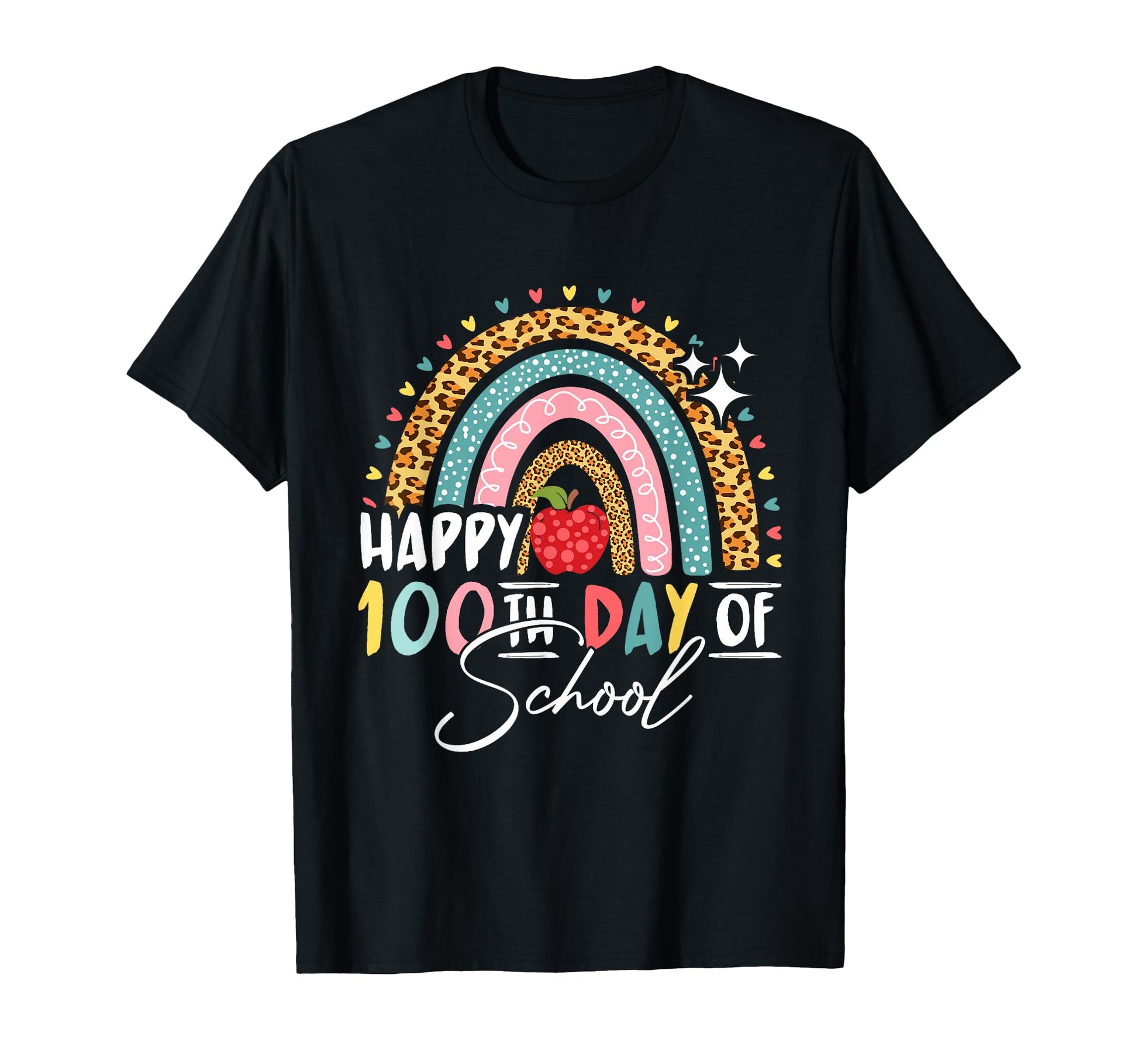 Happy 100Th Day School Leopard T-Shirt - Custom Art Print Men Women - T-Shirt, Sweatshirt, Hoodie