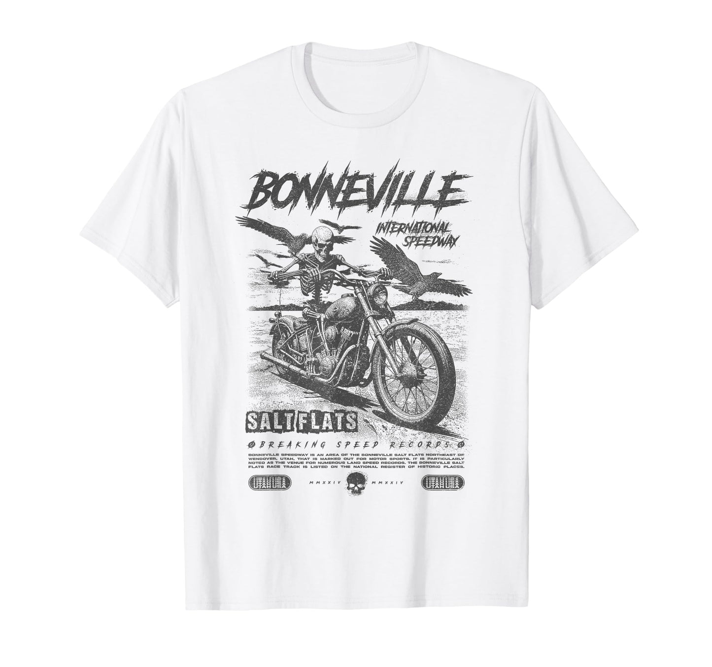 Bonneville Salt Flats Motorcycle T-Shirt - Fun Novelty Design Men Women - T-Shirt, Sweatshirt, Hoodie