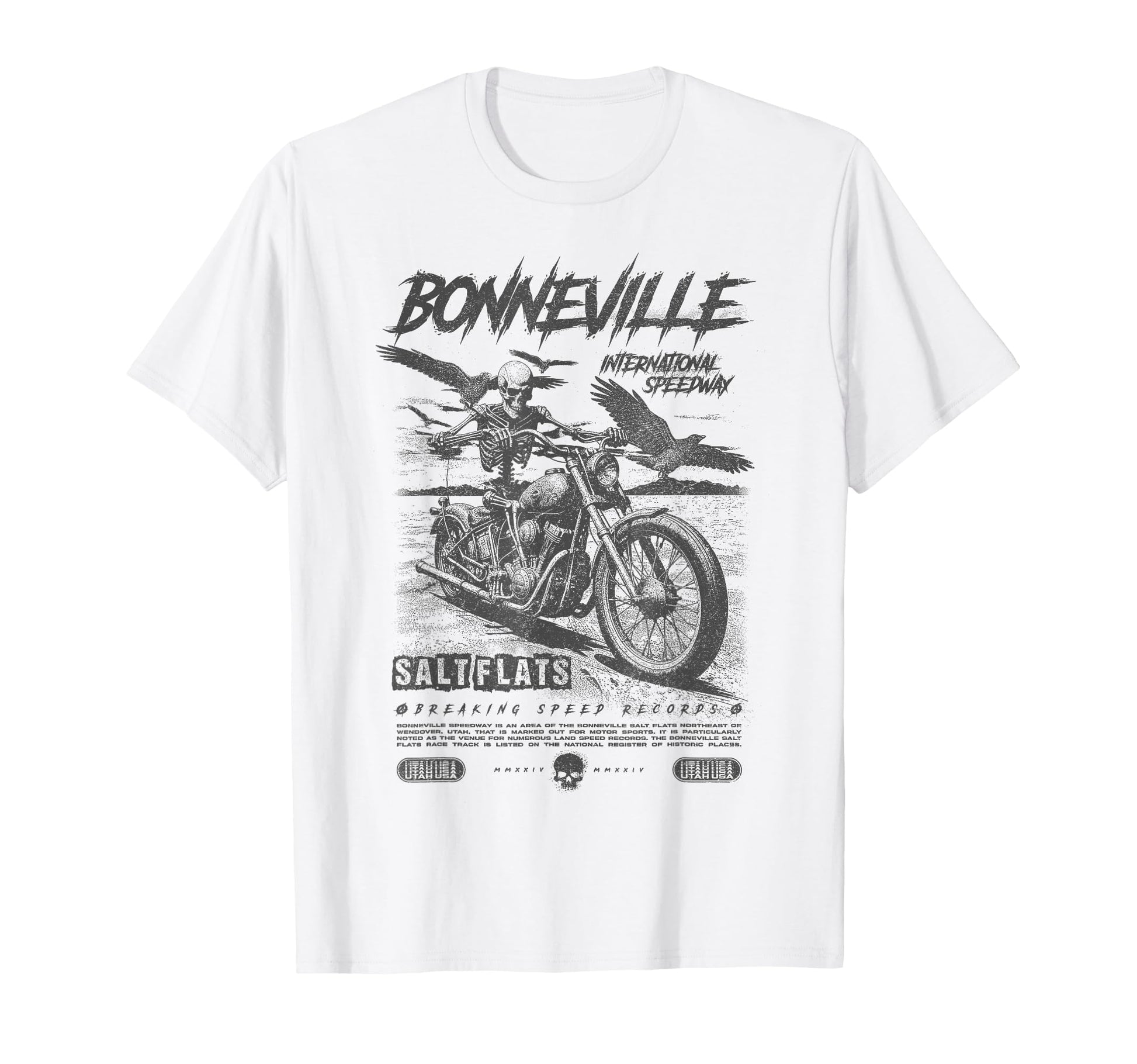 Bonneville Salt Flats Motorcycle T-Shirt - Fun Novelty Design Men Women - T-Shirt, Sweatshirt, Hoodie
