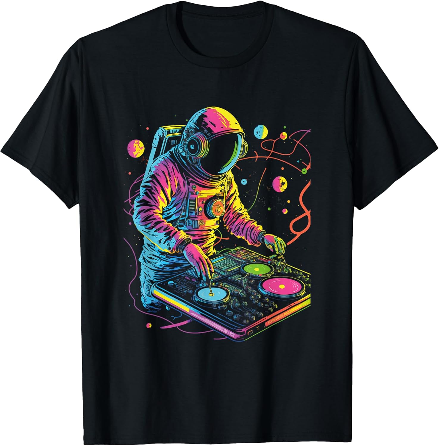 DJ Astronaut Planets Spaceman Space Graphic - Adult & Kids T-Shirts, Sweatshirts & Hoodies apparel design preview 1
