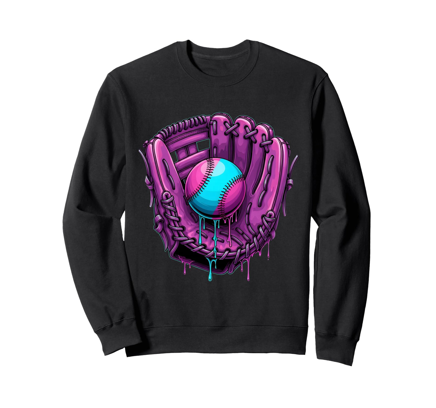 Dripping Baseball Glove Sweatshirt - Casual Everyday Wear for Adults - T-Shirt, Sweatshirt, Hoodie