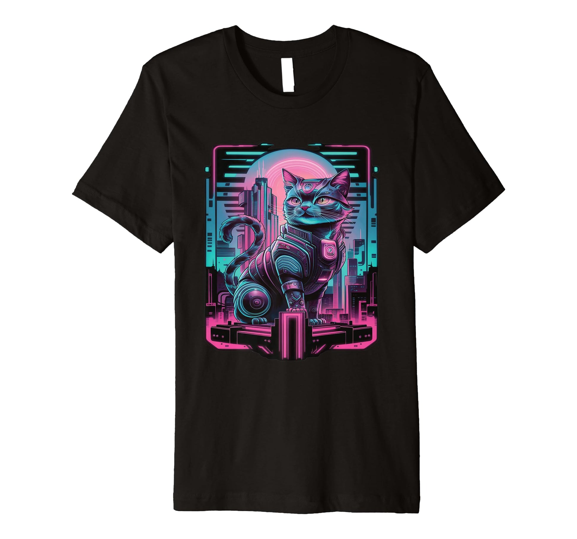 Cyberpunk Cat Futuristic Vaporwave Cat T-Shirt - Trendy Graphic Men Women - T-Shirt, Sweatshirt, Hoodie