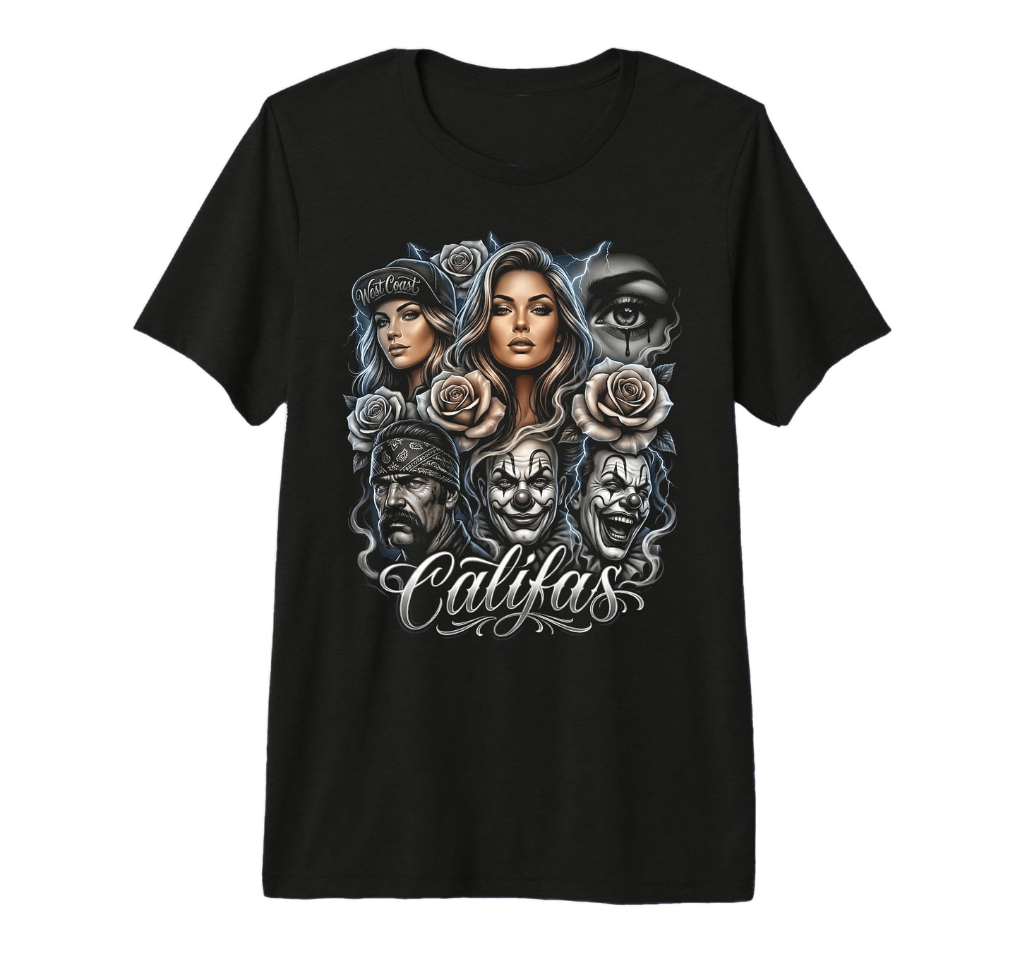Califas West Coast Chicano Art T-Shirt - Custom Art Print Men Women - T-Shirt, Sweatshirt, Hoodie