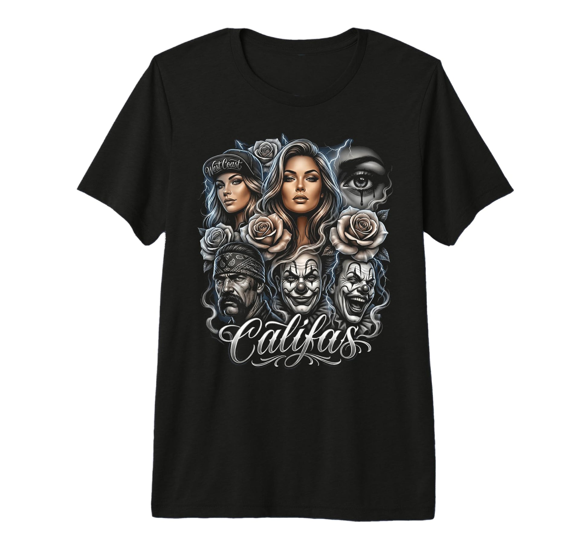 Califas West Coast Chicano Art T-Shirt - Custom Art Print Men Women - T-Shirt, Sweatshirt, Hoodie
