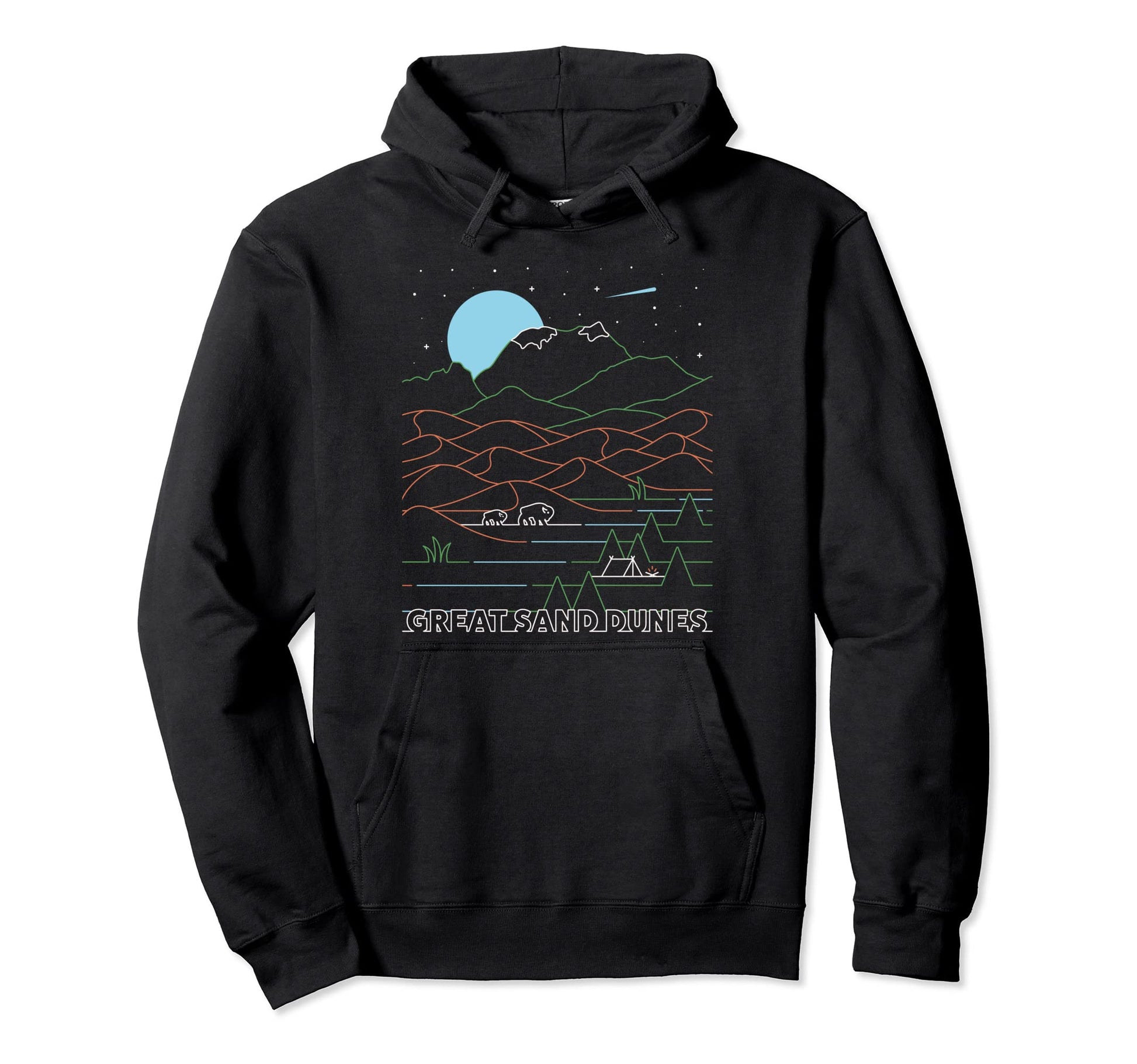 Night Great Sand Dunes National Park Hoodie - Graphic Print Men Women - T-Shirt, Sweatshirt, Hoodie