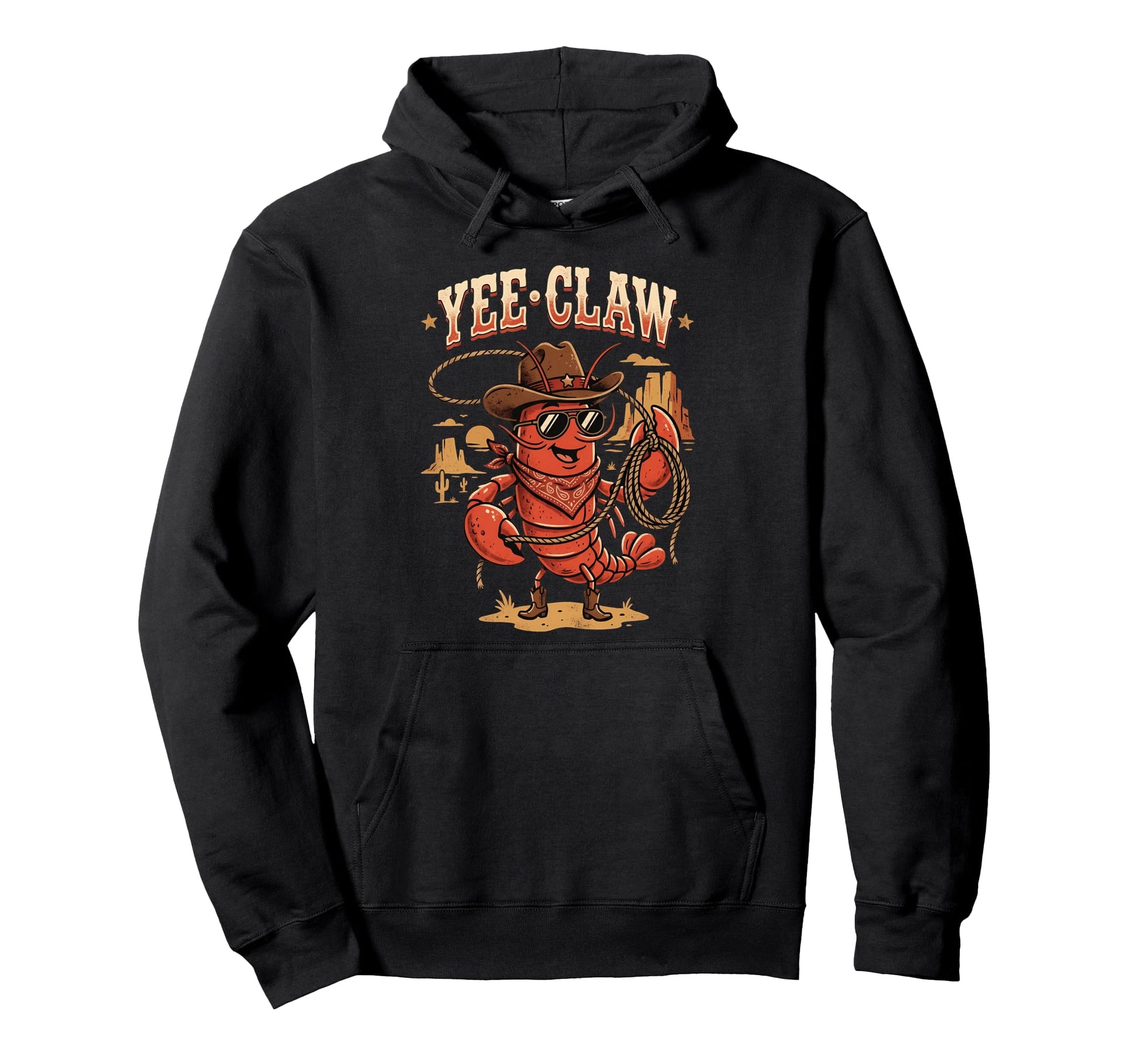 Yee Claw Western Country Cowboy Crawfish Hoodie - Streetwear Style Unisex - T-Shirt, Sweatshirt, Hoodie