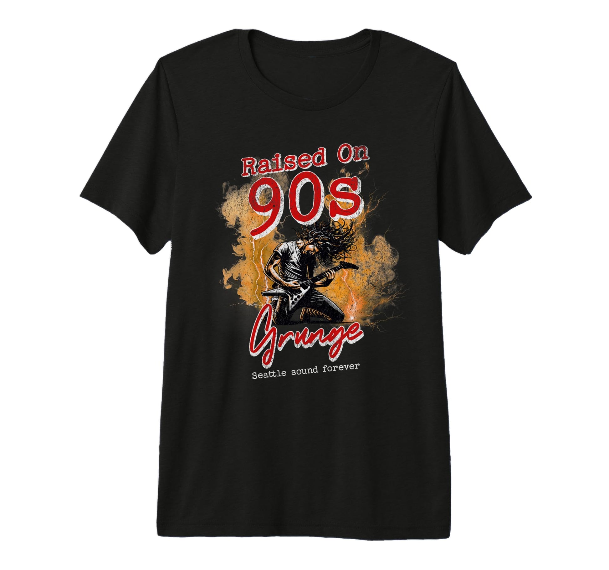 Raised 90S Rock Guitar Punk Gen X Grunge T-Shirt - Graphic Print Men Women - T-Shirt, Sweatshirt, Hoodie