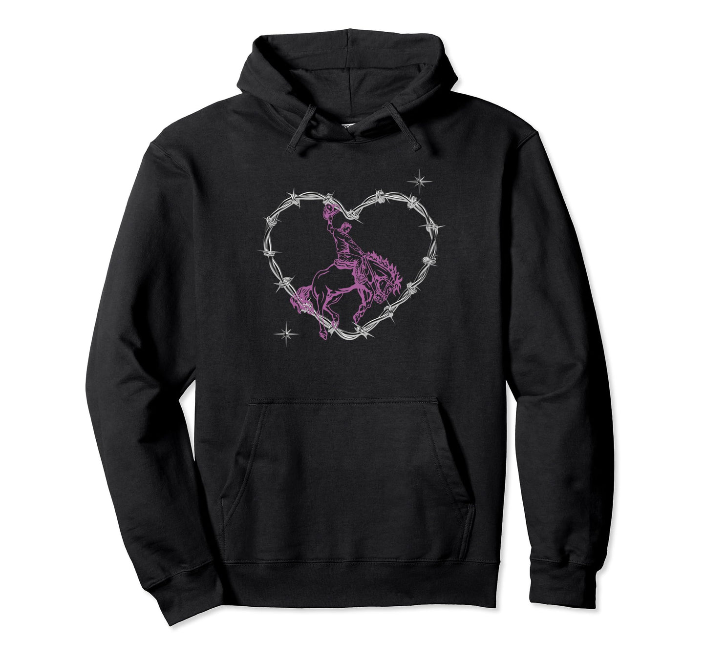 Western Bronc Horse Barbed Wire Hoodie - Trendy Graphic for Adults - T-Shirt, Sweatshirt, Hoodie