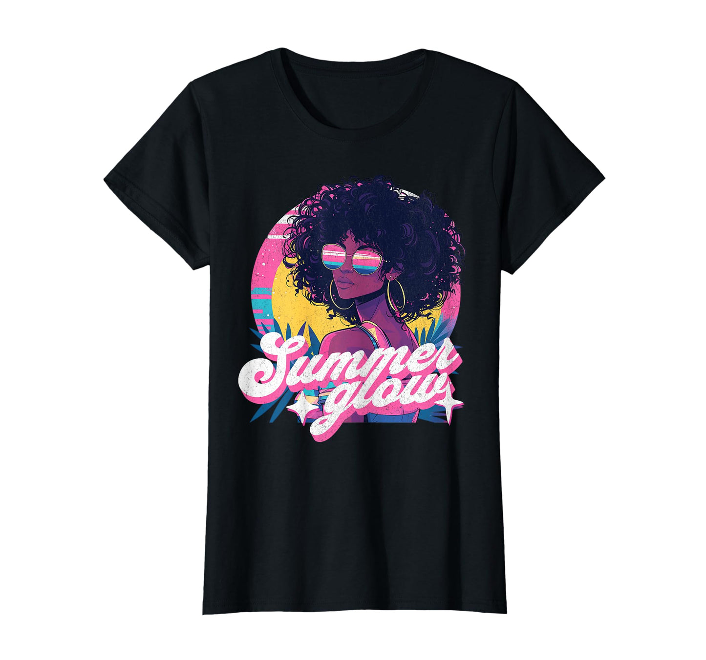 Summer Glow Black Sunset Vaporwave T-Shirt - Unique Graphic for Adults - T-Shirt, Sweatshirt, Hoodie
