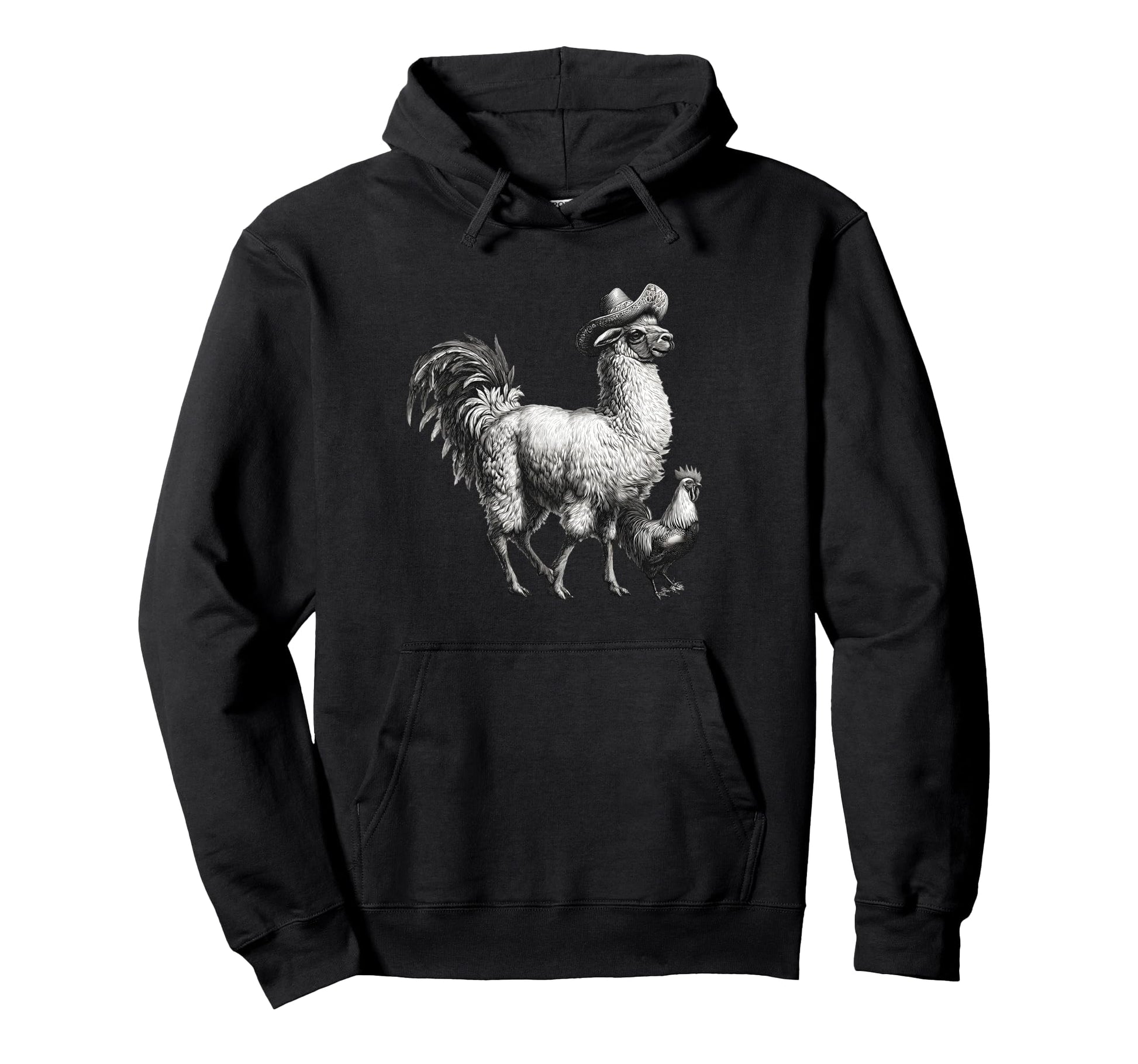 Llama Cowboy Rodeo Cowgirl Western Hoodie - Fun Novelty Design for Adults - T-Shirt, Sweatshirt, Hoodie