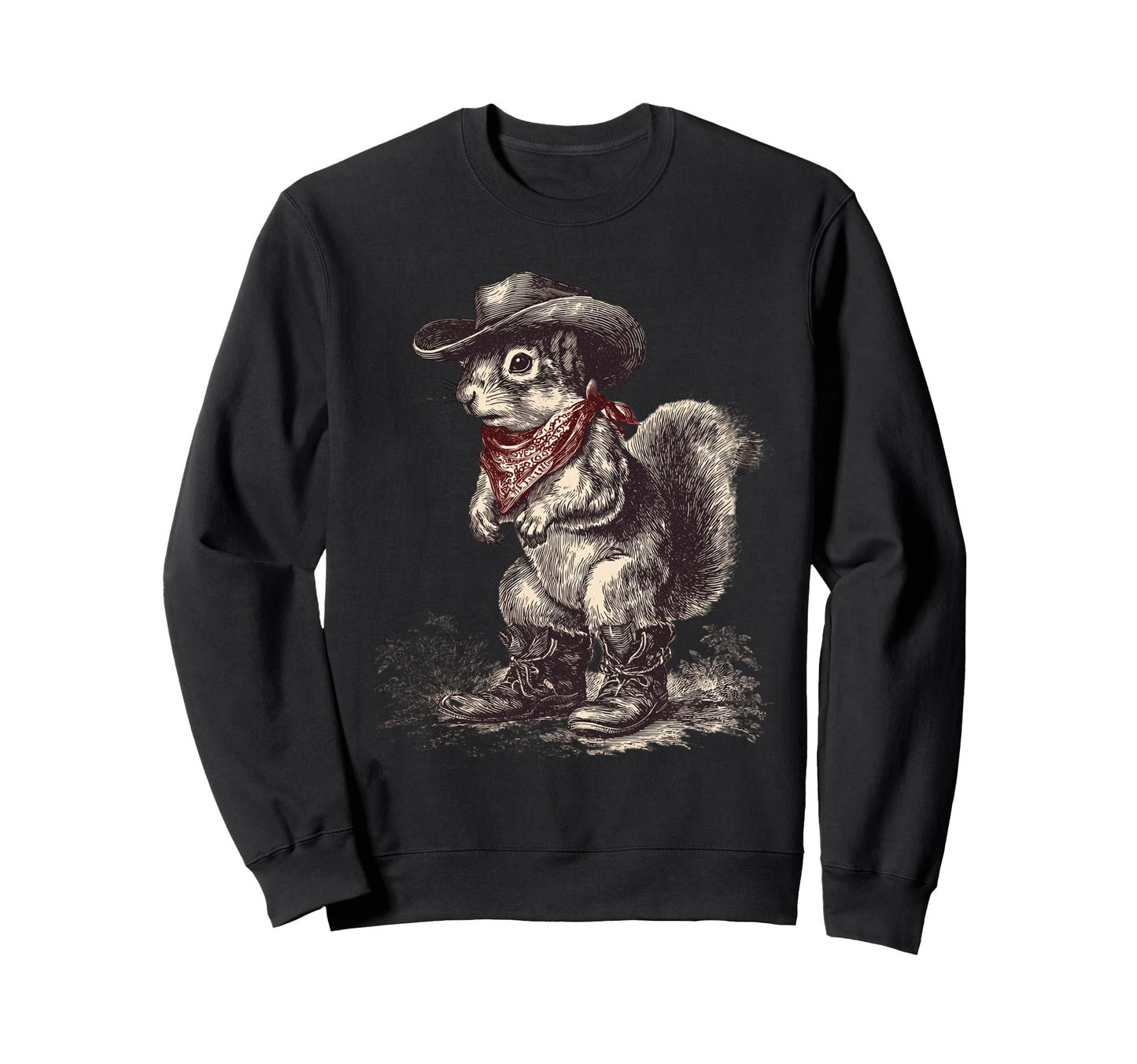 Squirrel Cowboy Rodeo Cowgirl Sweatshirt - Fun Novelty Design for Adults - T-Shirt, Sweatshirt, Hoodie