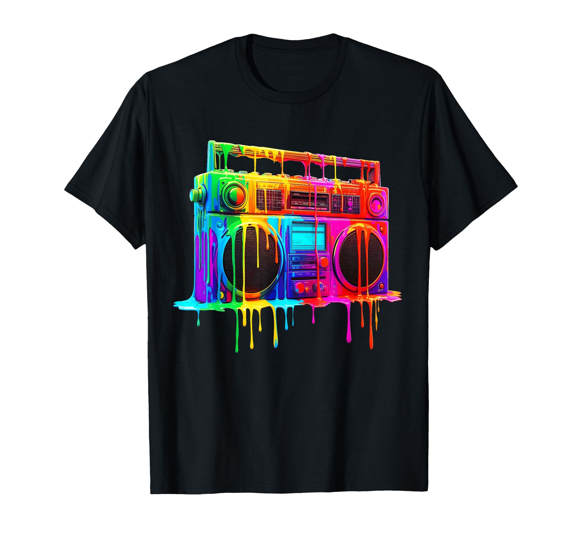 Dripping Paint Boombox Old School T-Shirt - Minimalist Print Men Women - T-Shirt, Sweatshirt, Hoodie