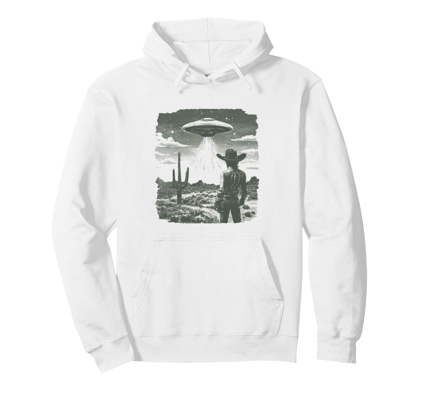 Cowboy Ufo Encounter Alien Western Hoodie - Streetwear Style for Adults - T-Shirt, Sweatshirt, Hoodie