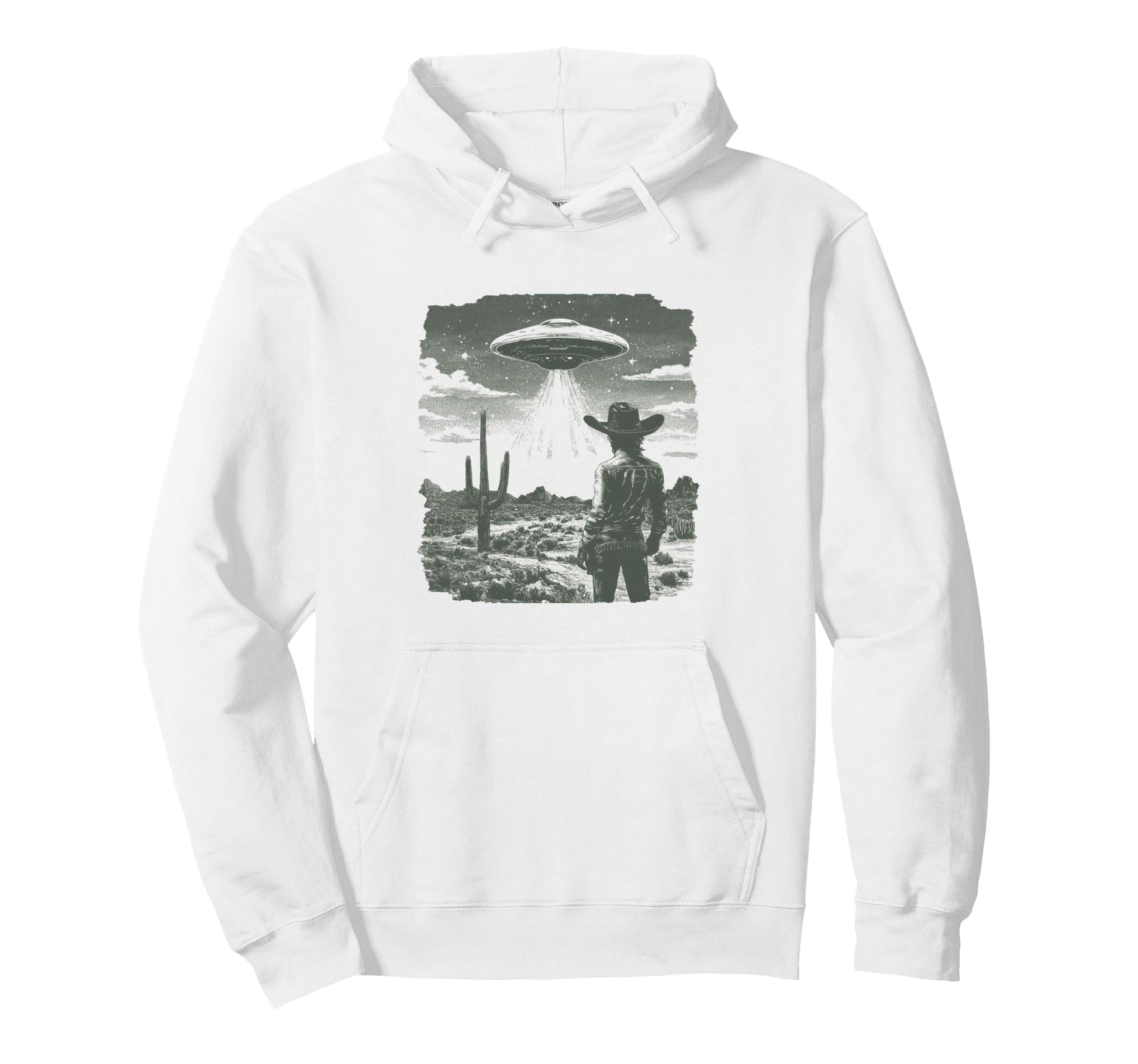Cowboy Ufo Encounter Alien Western Hoodie - Streetwear Style for Adults - T-Shirt, Sweatshirt, Hoodie
