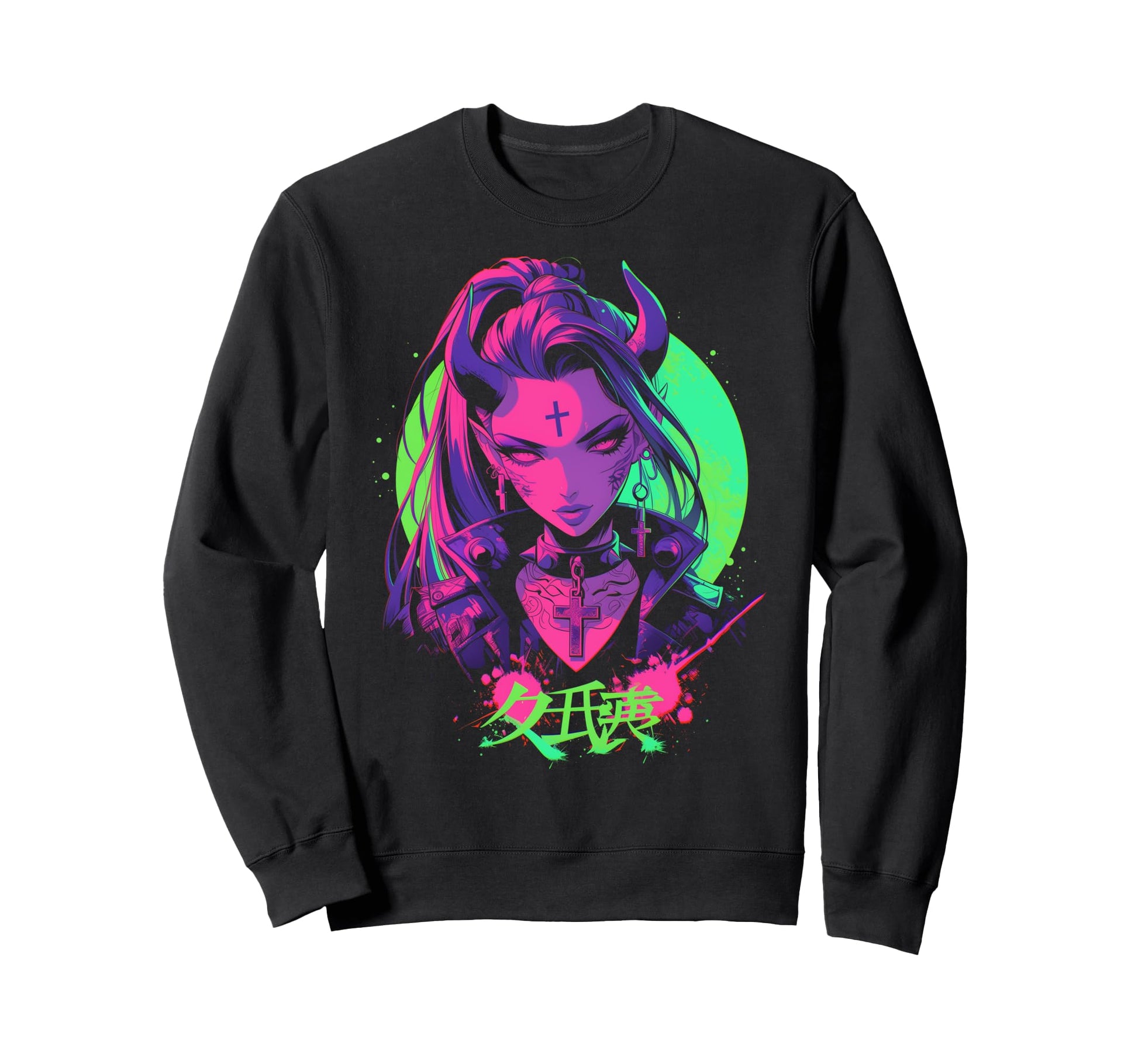 Goth Grunge Demon Anime Waifu Sweatshirt - Streetwear Style for Adults - T-Shirt, Sweatshirt, Hoodie