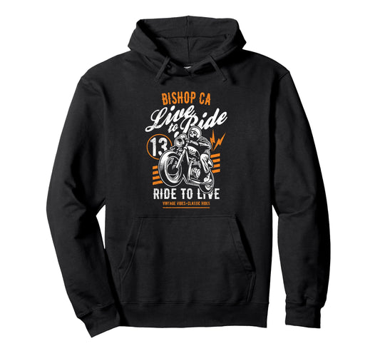 Bishop California Motorcycle Rider Hoodie - Aesthetic Graphic Men Women - T-Shirt, Sweatshirt, Hoodie