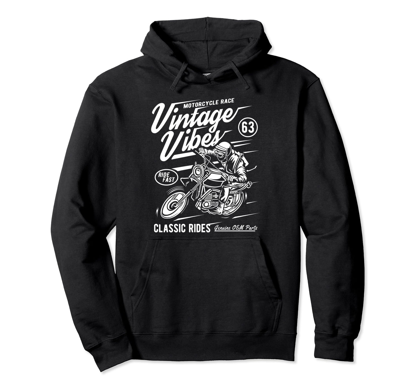 Vibes Rides Motorcycle Race Hoodie - Fun Novelty Design Men Women - T-Shirt, Sweatshirt, Hoodie