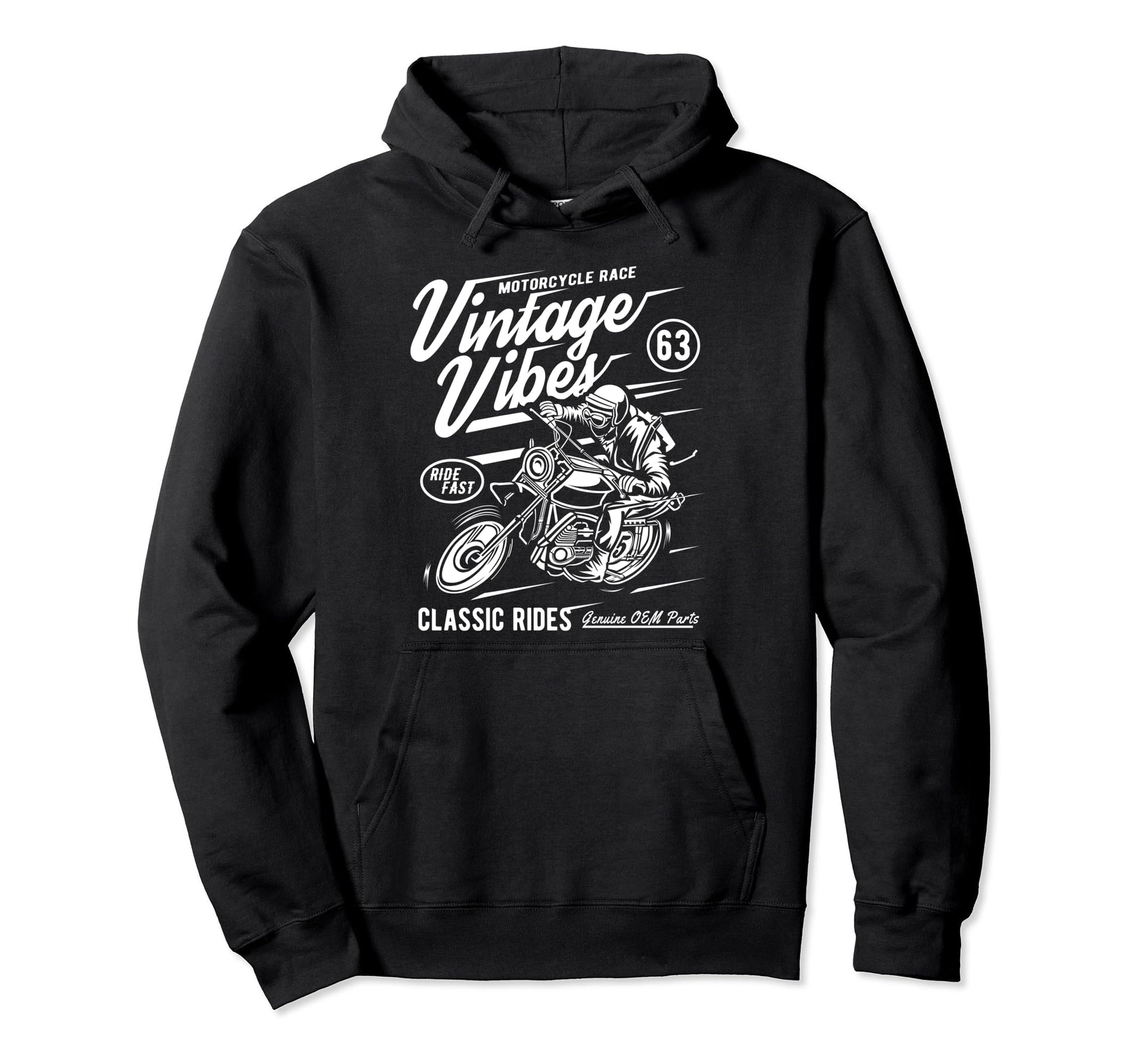 Vibes Rides Motorcycle Race Hoodie - Fun Novelty Design Men Women - T-Shirt, Sweatshirt, Hoodie