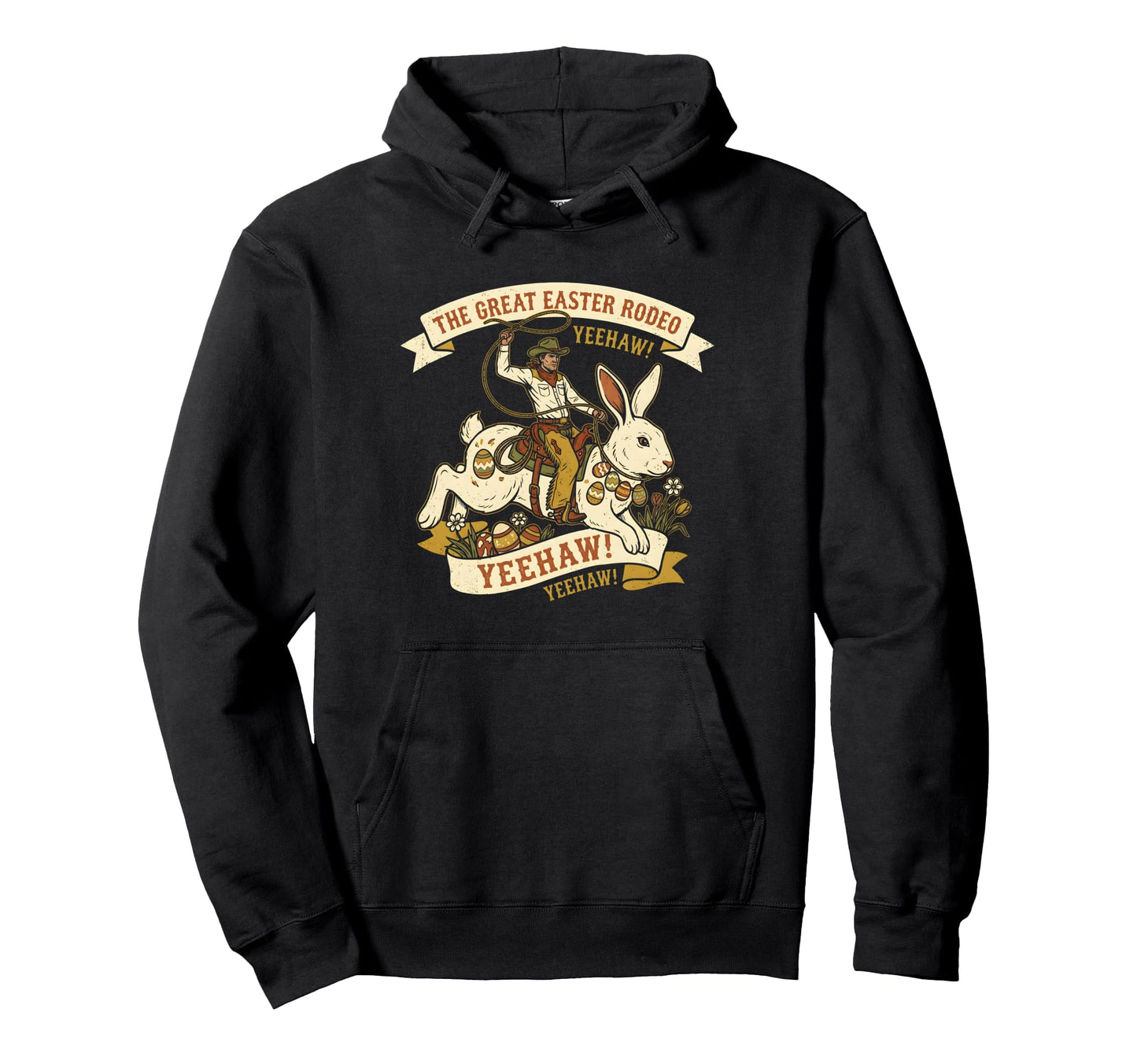 Funny Cowboy Easter Bunny Western Howdy Hoodie - Unique Graphic Men Women - T-Shirt, Sweatshirt, Hoodie