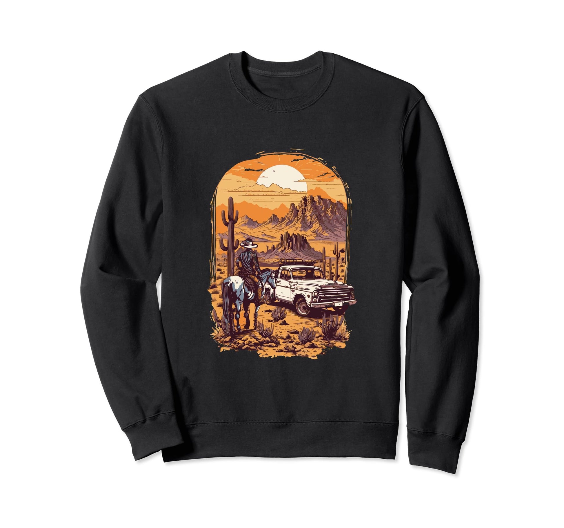 Cowboy Truck Sweatshirt - Trendy Graphic Men Women - T-Shirt, Sweatshirt, Hoodie