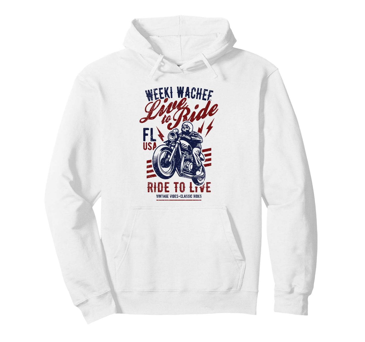 Weeki Wachee Florida Motorcycle Skull Hoodie - Novelty Apparel Men Women - T-Shirt, Sweatshirt, Hoodie