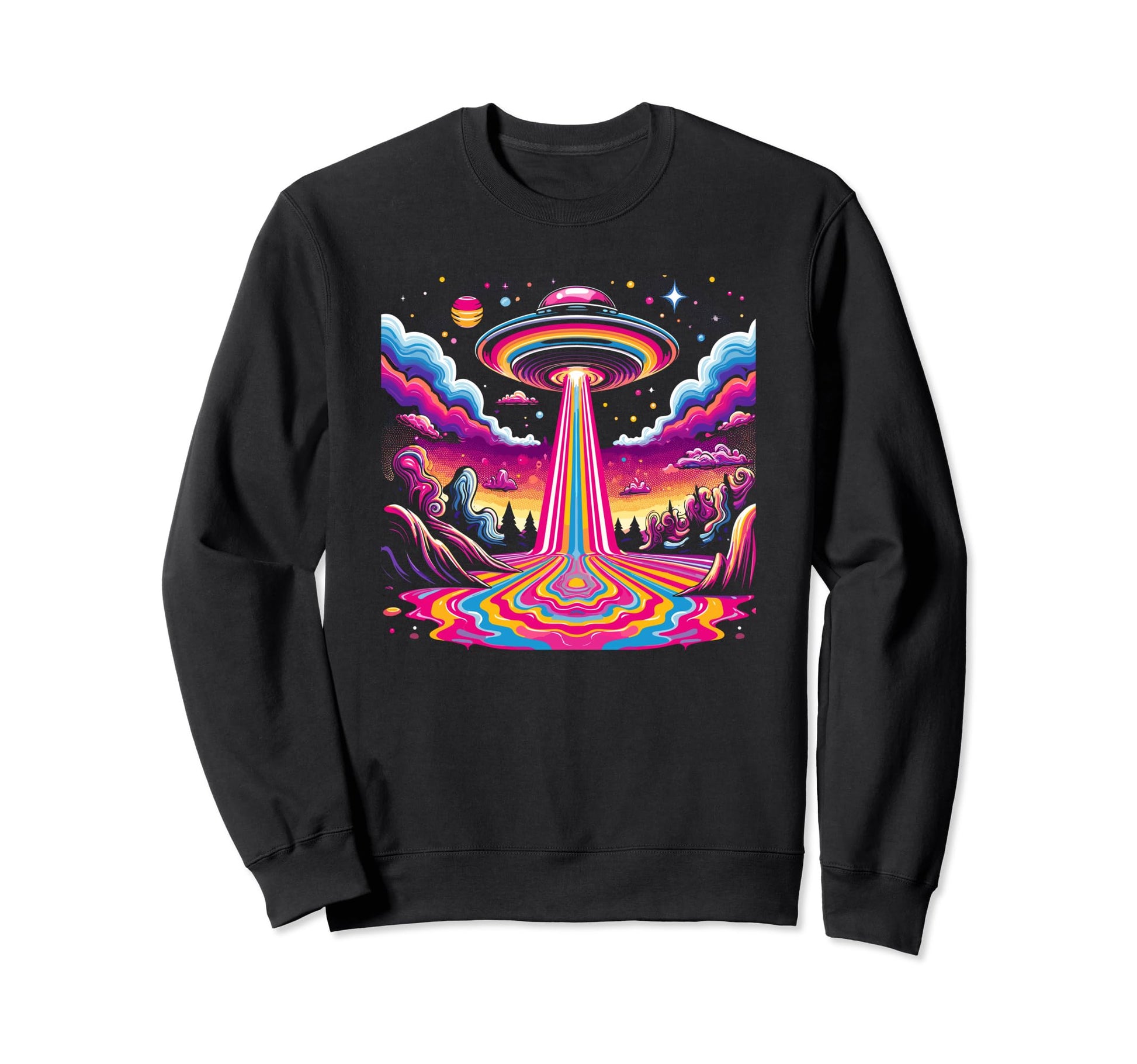 Trippy Ufo Vaporwave Psychedelic Sweatshirt - Trendy Graphic for Adults - T-Shirt, Sweatshirt, Hoodie
