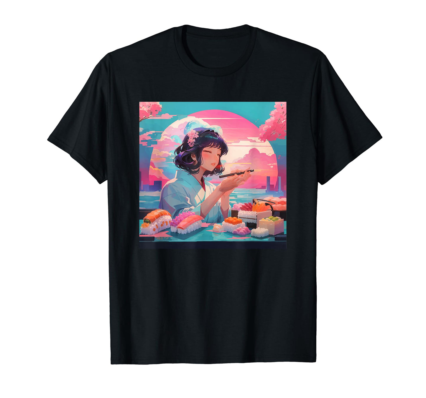 Lofi Vaporwave Sushi Aesthetic Japan T-Shirt - Unique Graphic for Adults - T-Shirt, Sweatshirt, Hoodie