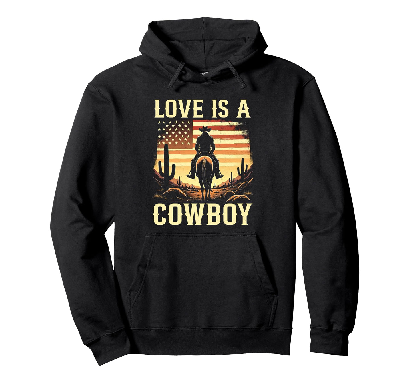 Love Is Cowboy Horseback Western Hoodie - Custom Art Print for Adults - T-Shirt, Sweatshirt, Hoodie