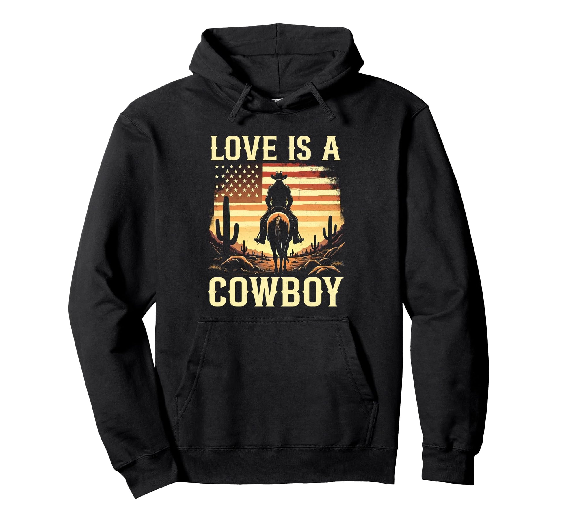 Love Is Cowboy Horseback Western Hoodie - Custom Art Print for Adults - T-Shirt, Sweatshirt, Hoodie