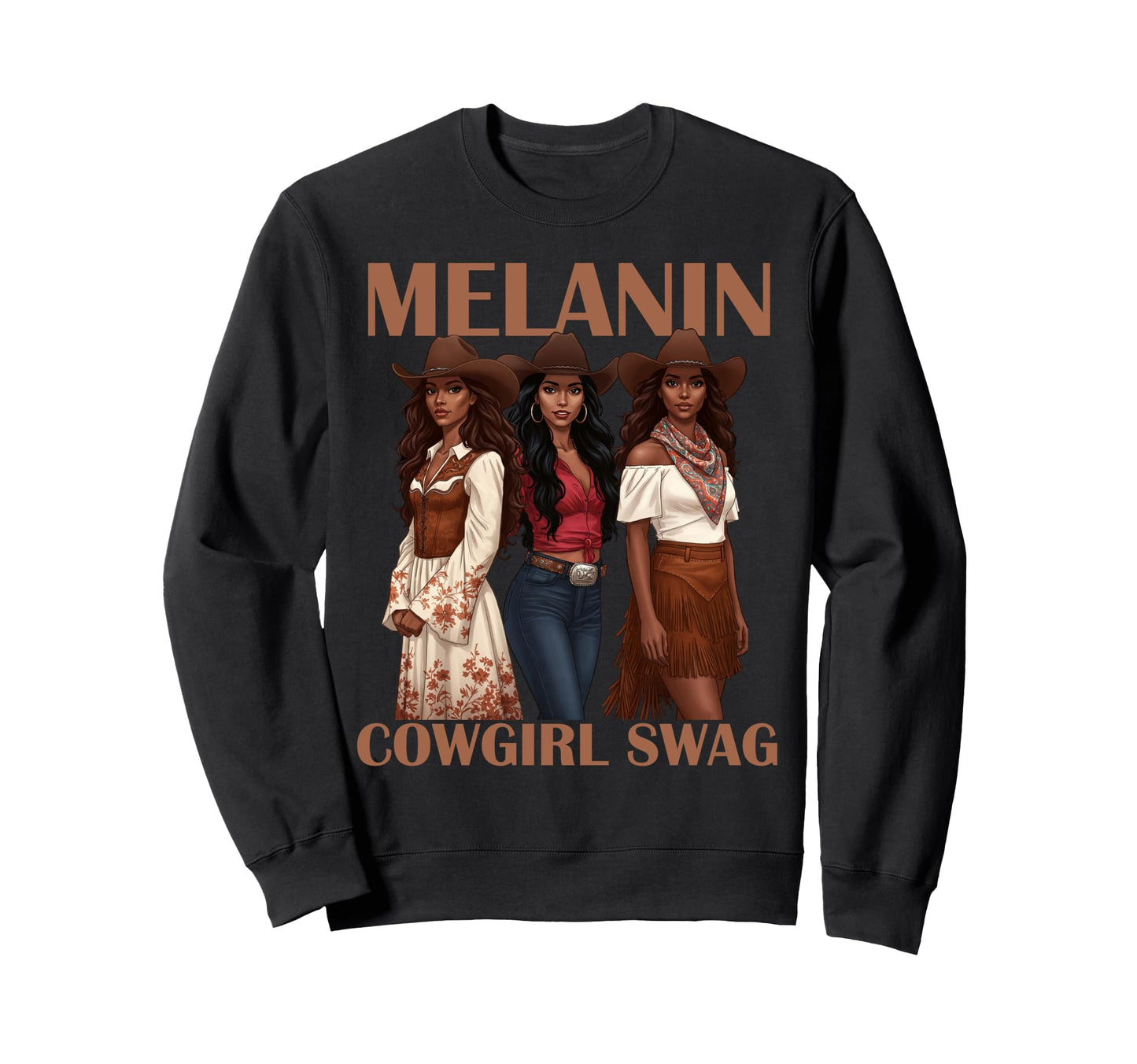 Lets Go Western Country Melanin Sweatshirt - Graphic Print Men Women - T-Shirt, Sweatshirt, Hoodie