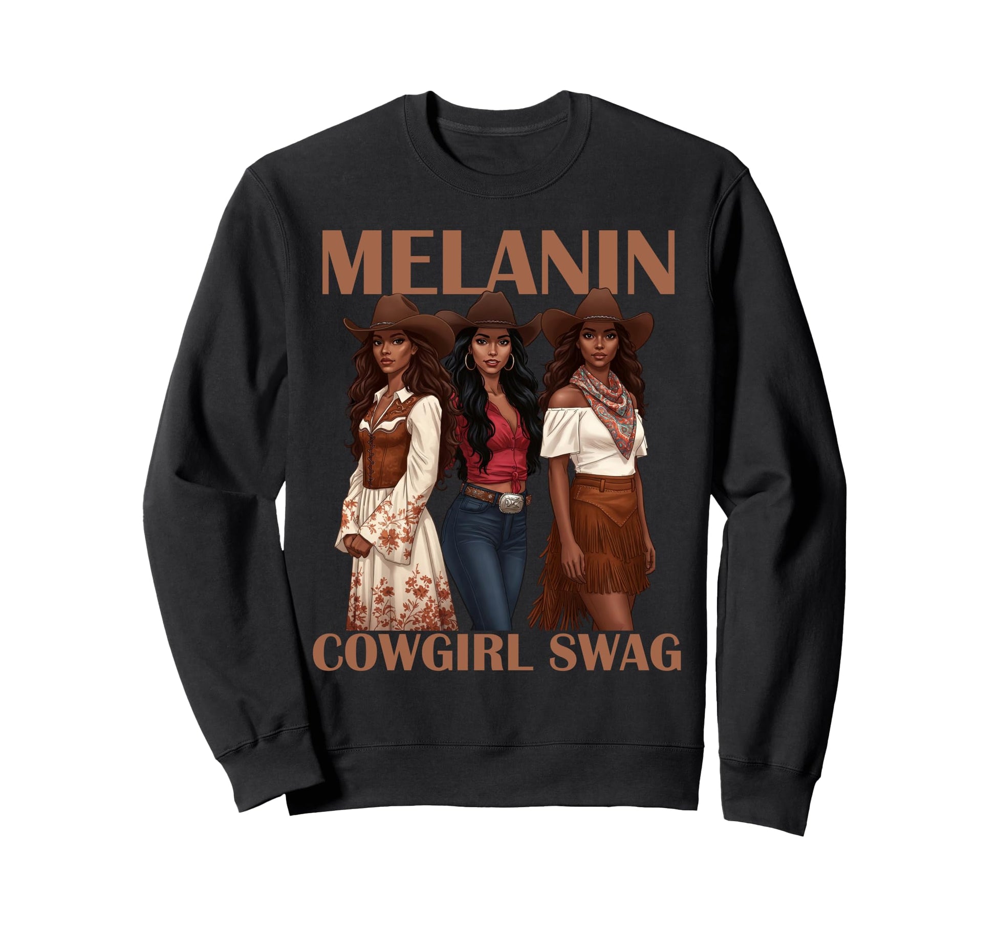 Lets Go Western Country Melanin Sweatshirt - Graphic Print Men Women - T-Shirt, Sweatshirt, Hoodie
