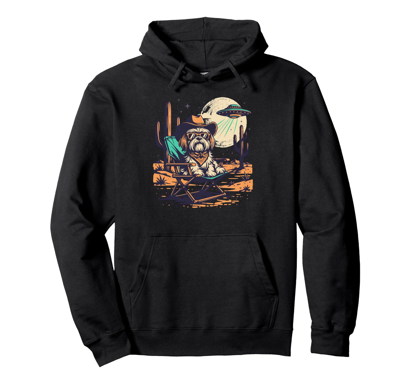 Shih Tzu Cowboys Ufo Western Hoodie - Trendy Graphic for Adults - T-Shirt, Sweatshirt, Hoodie