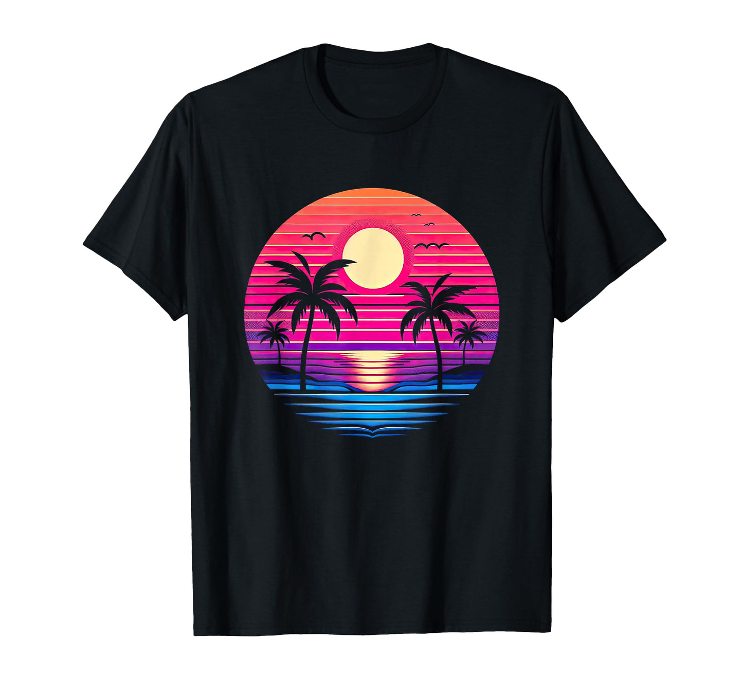 Synthwave Vaporwave Tropical Palm T-Shirt - Fun Novelty Design Unisex - T-Shirt, Sweatshirt, Hoodie