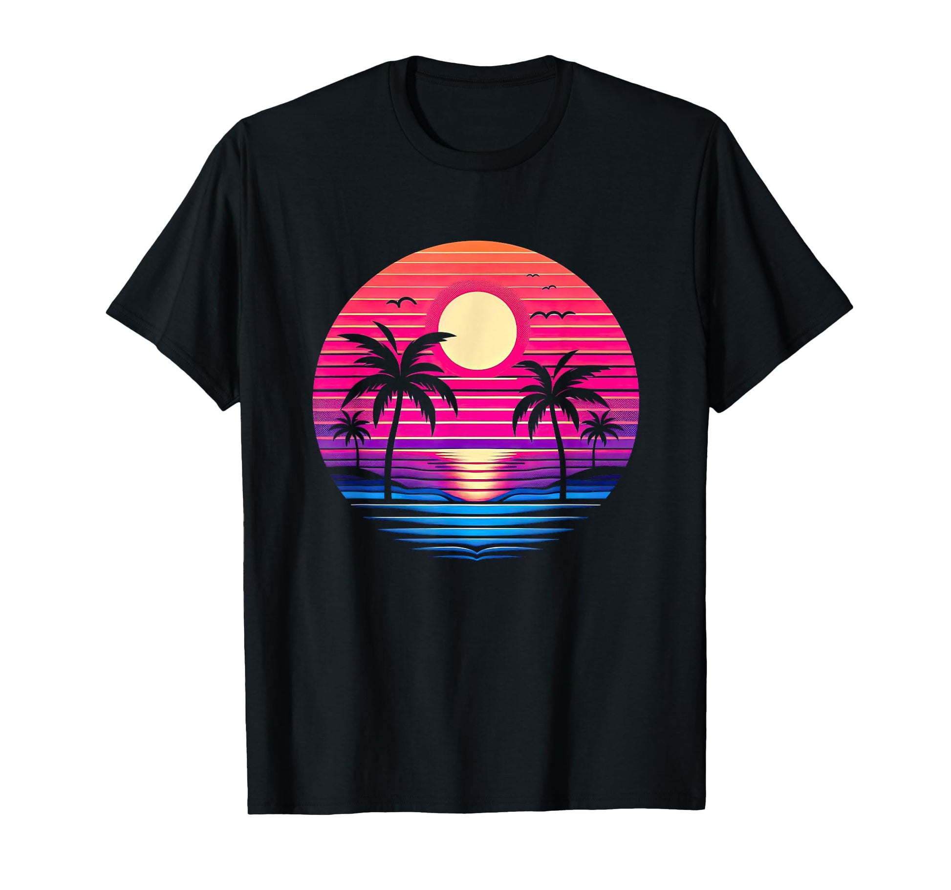 Synthwave Vaporwave Tropical Palm T-Shirt - Fun Novelty Design Unisex - T-Shirt, Sweatshirt, Hoodie