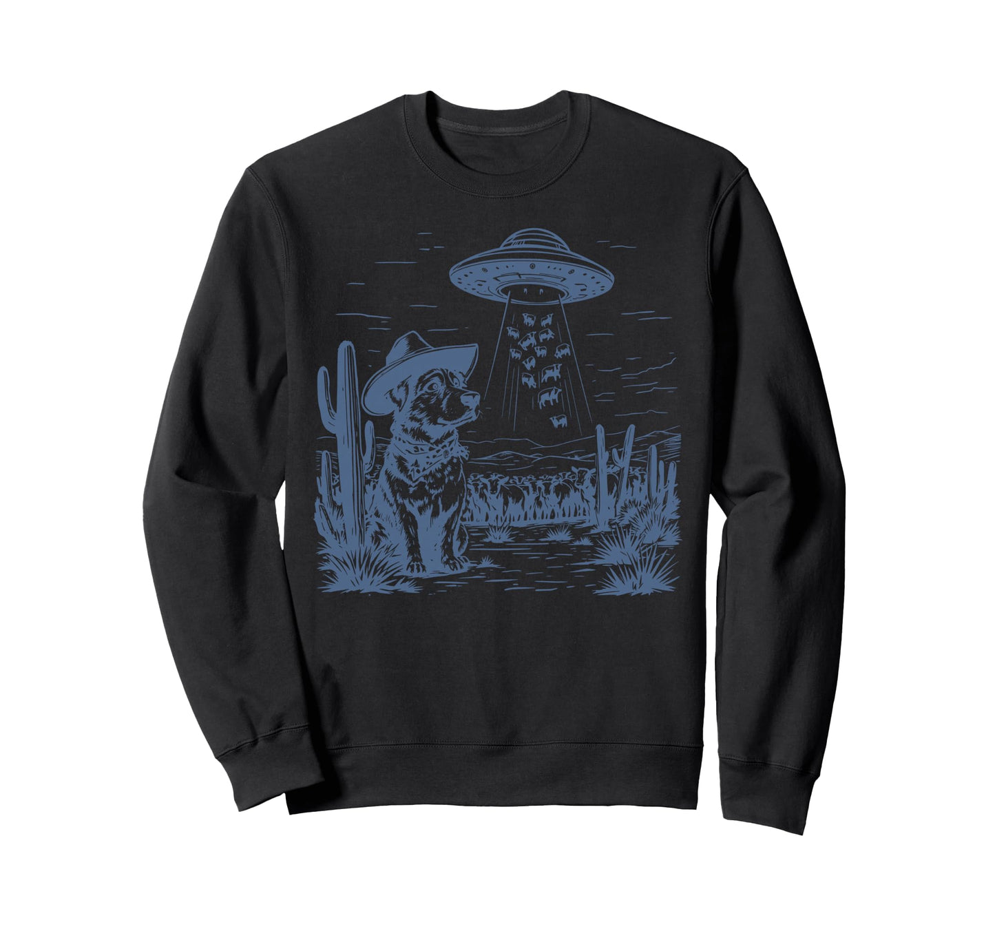 Dog Cattle Cowboy Cowgirl Ufo Western Sweatshirt - Streetwear Style Unisex - T-Shirt, Sweatshirt, Hoodie