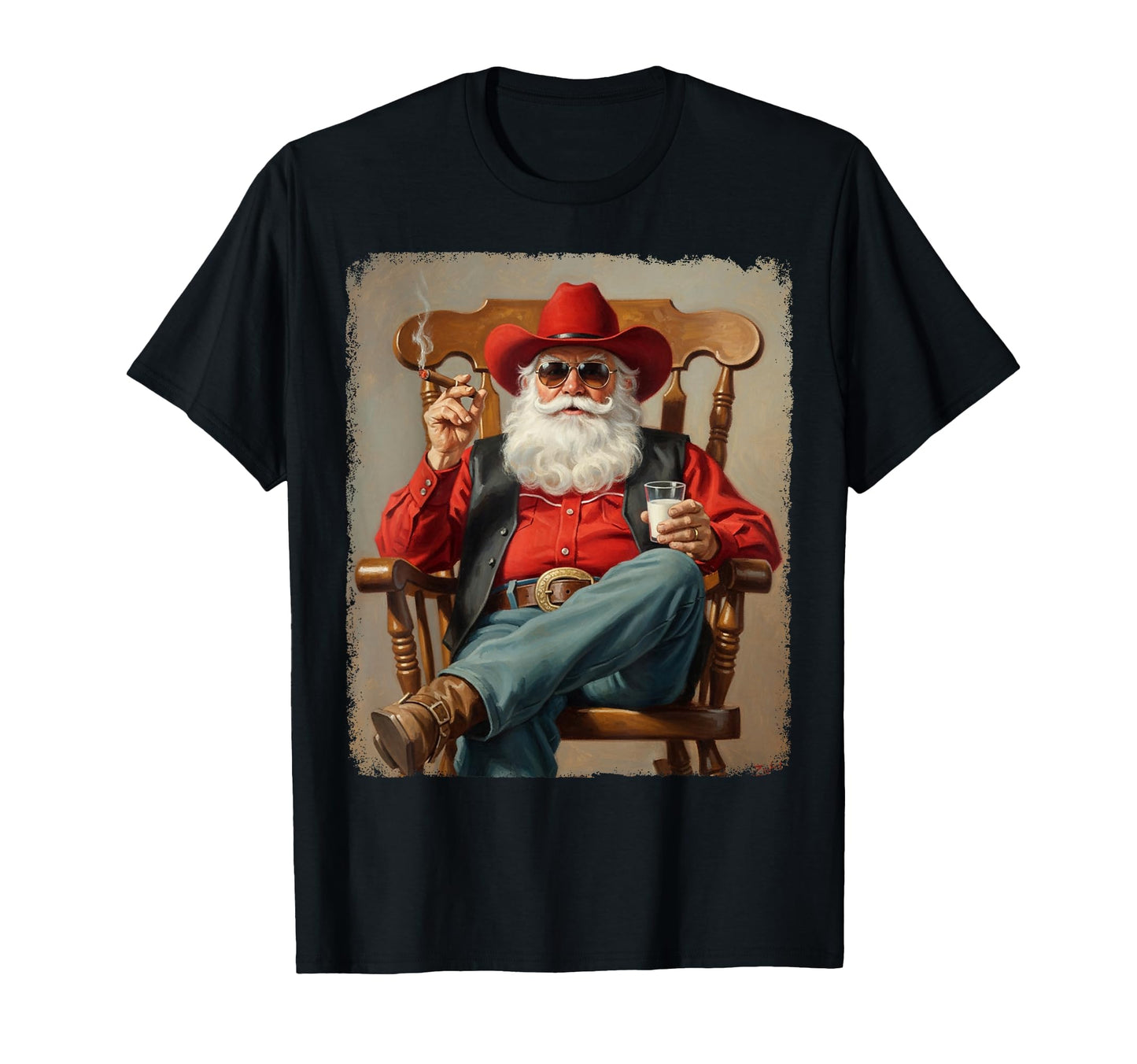 Country Cowboy Santa T-Shirt - Minimalist Print Unisex - T-Shirt, Sweatshirt, Hoodie