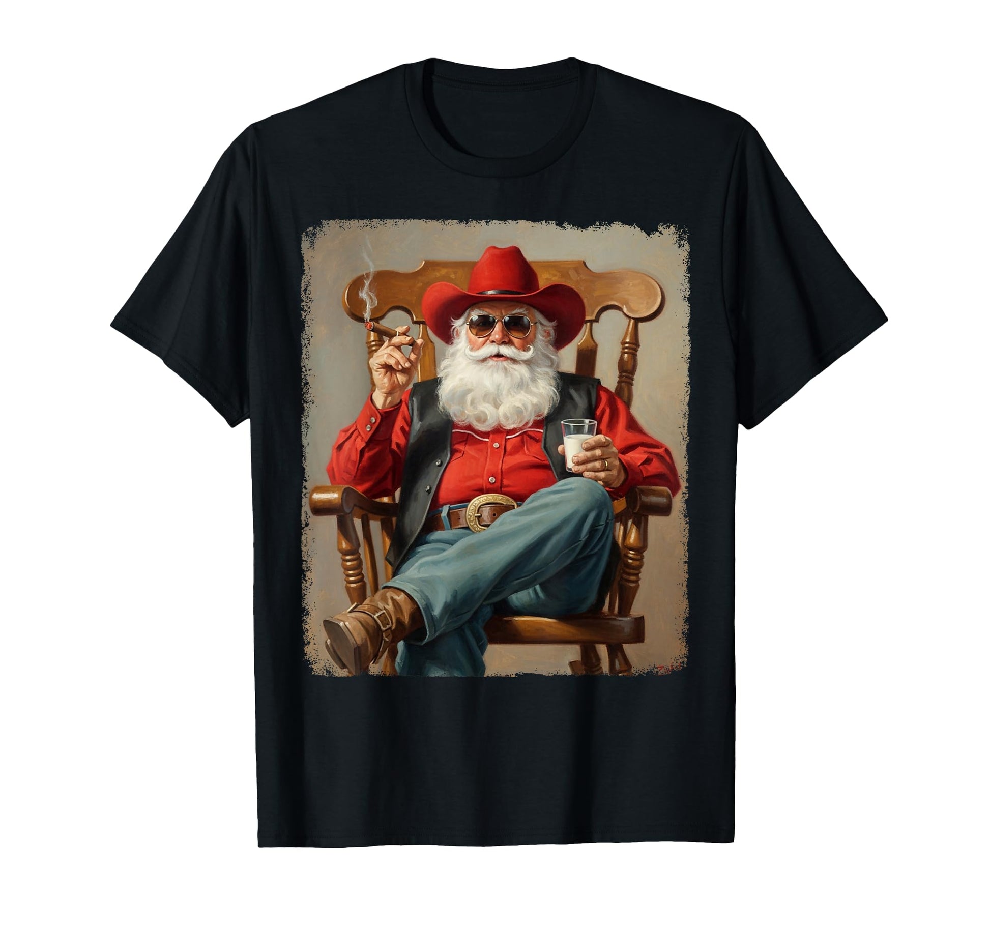 Country Cowboy Santa T-Shirt - Minimalist Print Unisex - T-Shirt, Sweatshirt, Hoodie