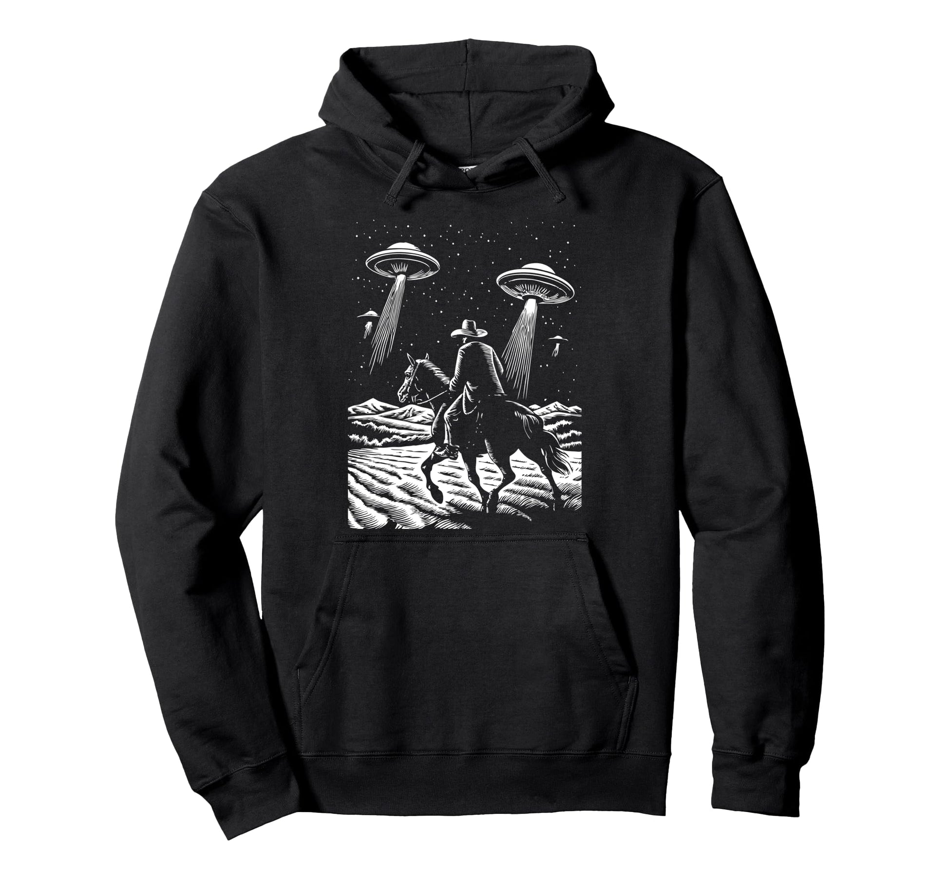 Space Western Sci Fi Cosmic Art Cowboy Hoodie - Trendy Graphic Men Women - T-Shirt, Sweatshirt, Hoodie