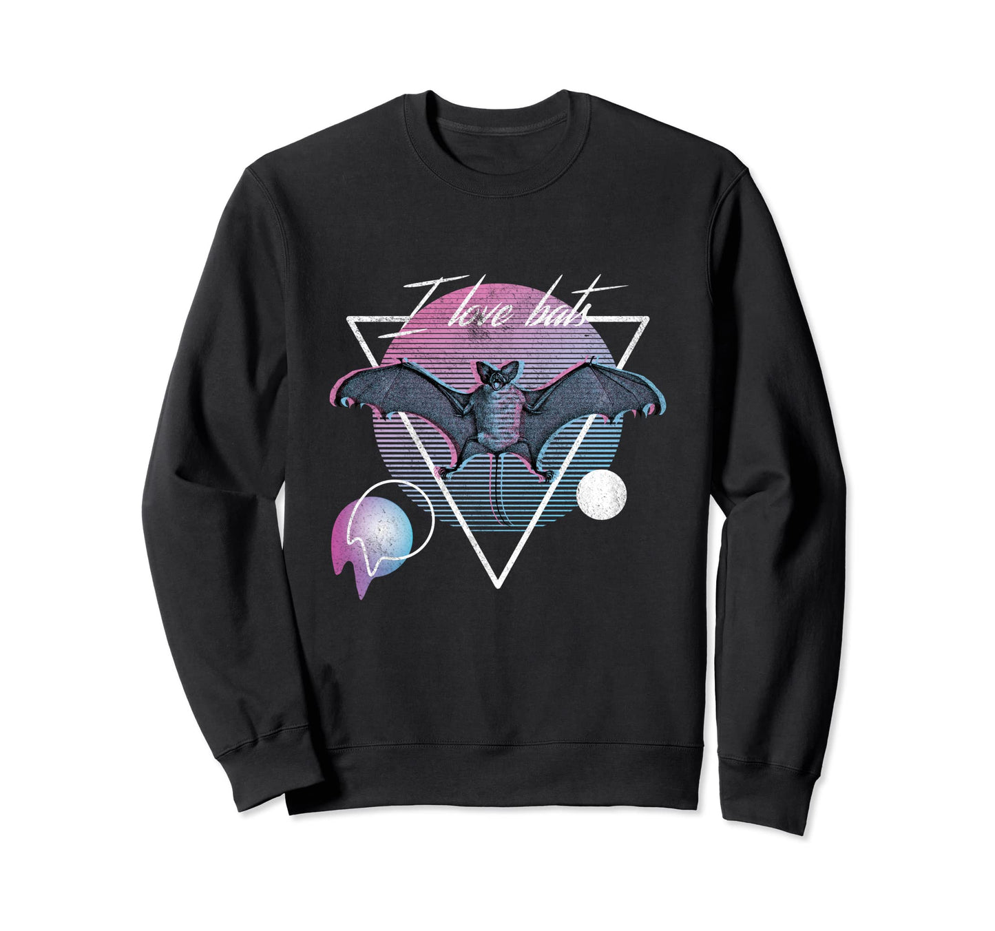 I Love Bats Vaporwave Aesthetic Sweatshirt - Fun Novelty Design for Adults - T-Shirt, Sweatshirt, Hoodie