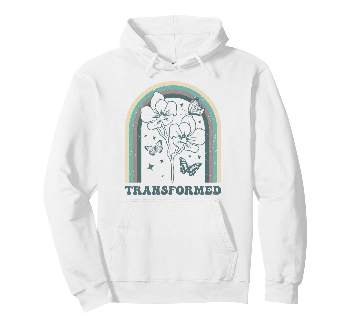 Transformed Butterfly Floral Rainbow Hoodie - Streetwear Style Unisex - T-Shirt, Sweatshirt, Hoodie