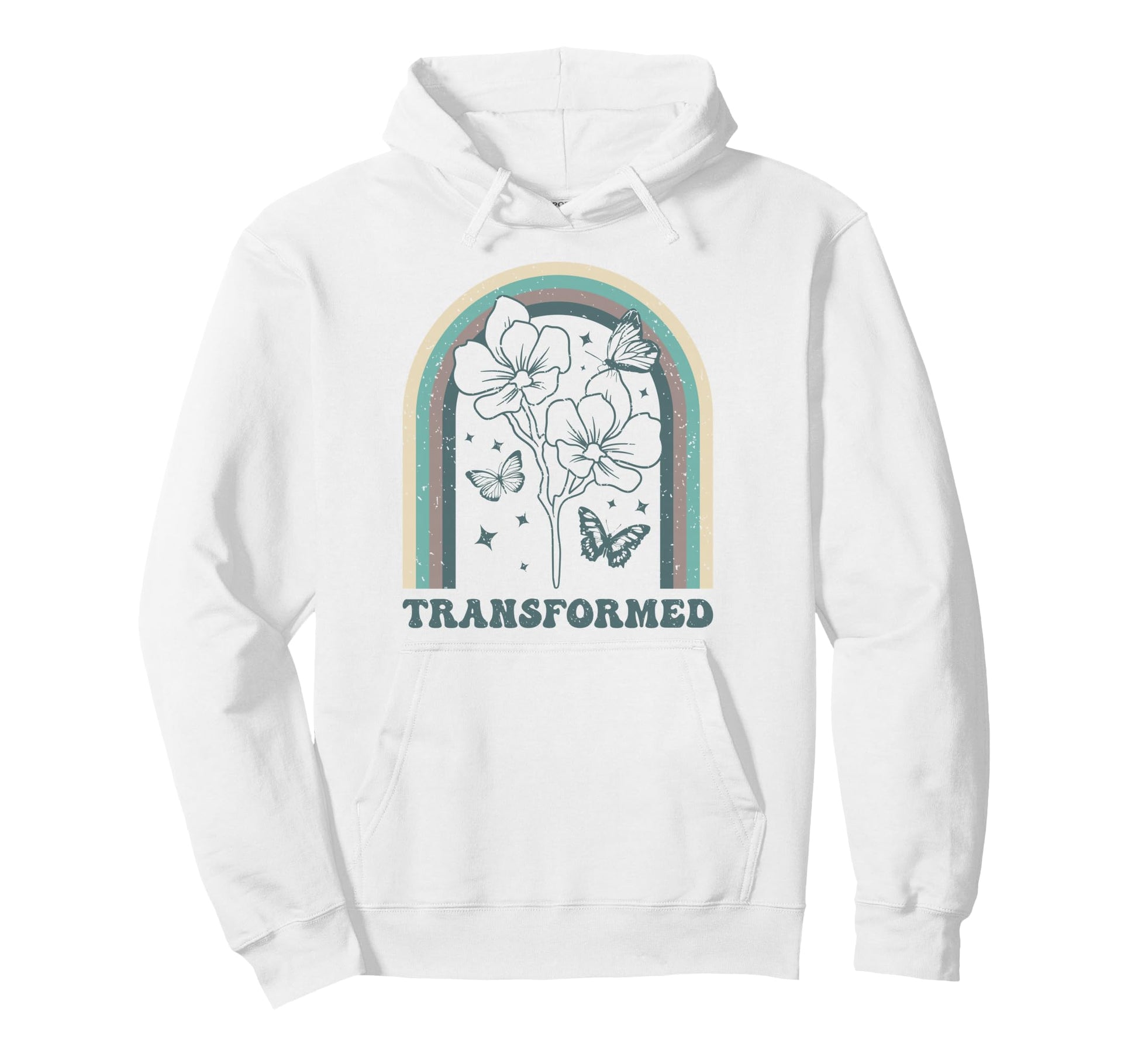 Transformed Butterfly Floral Rainbow Hoodie - Streetwear Style Unisex - T-Shirt, Sweatshirt, Hoodie