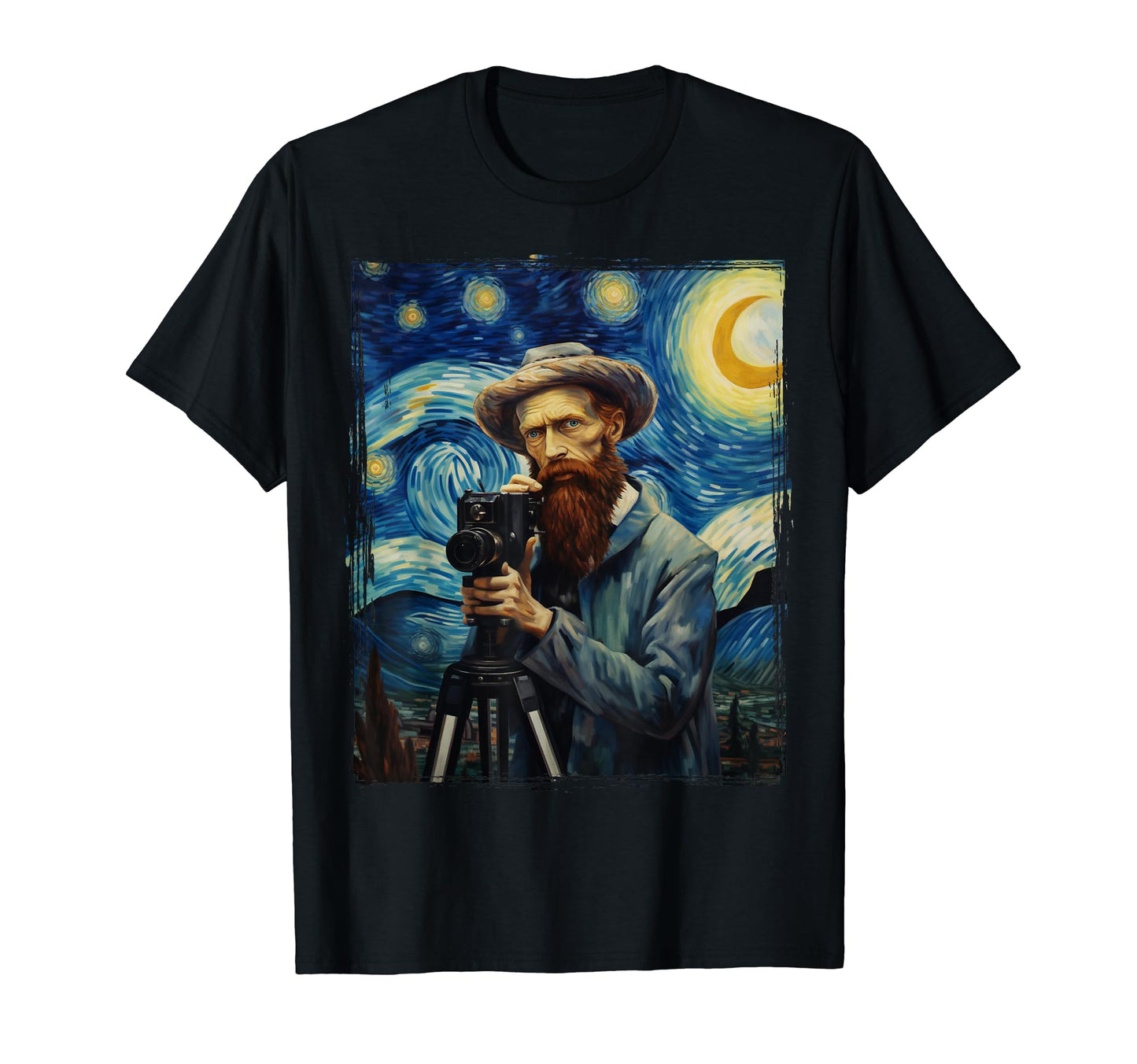 Photographer Art Van Gogh Dslr Camera T-Shirt - Graphic Print Men Women - T-Shirt, Sweatshirt, Hoodie
