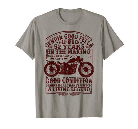 52 Years Old Biker Birthday T-Shirt - Novelty Apparel Men Women - T-Shirt, Sweatshirt, Hoodie