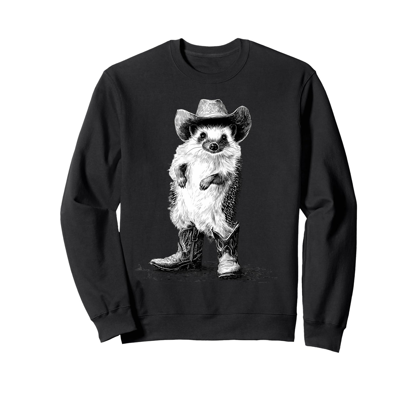 Hedgehog Cowboy Rodeo Cowgirl Western Sweatshirt - Custom Art Print Unisex - T-Shirt, Sweatshirt, Hoodie