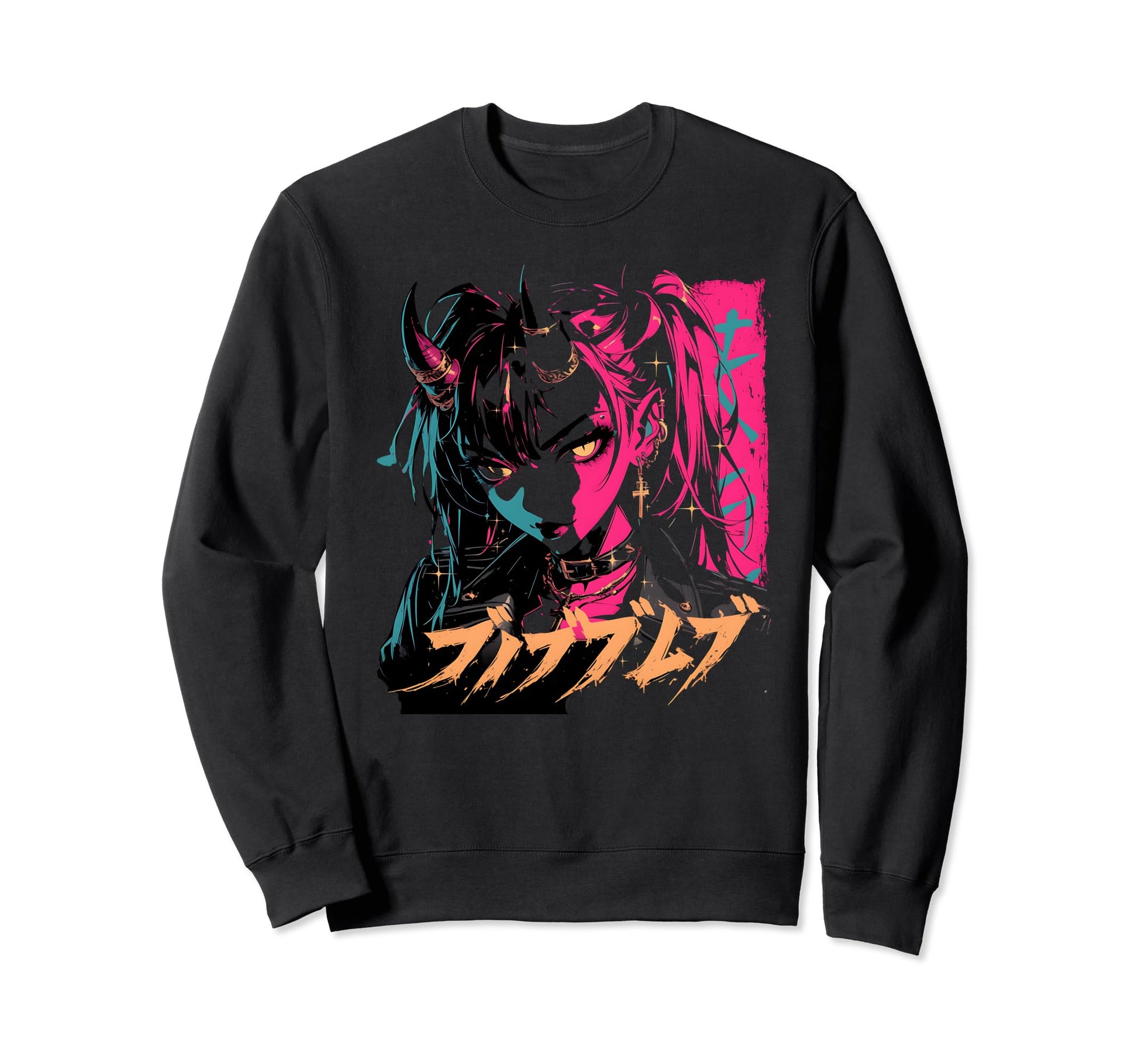 Goth Grunge Demon Anime Waifu Sweatshirt - Casual Everyday Wear Unisex - T-Shirt, Sweatshirt, Hoodie