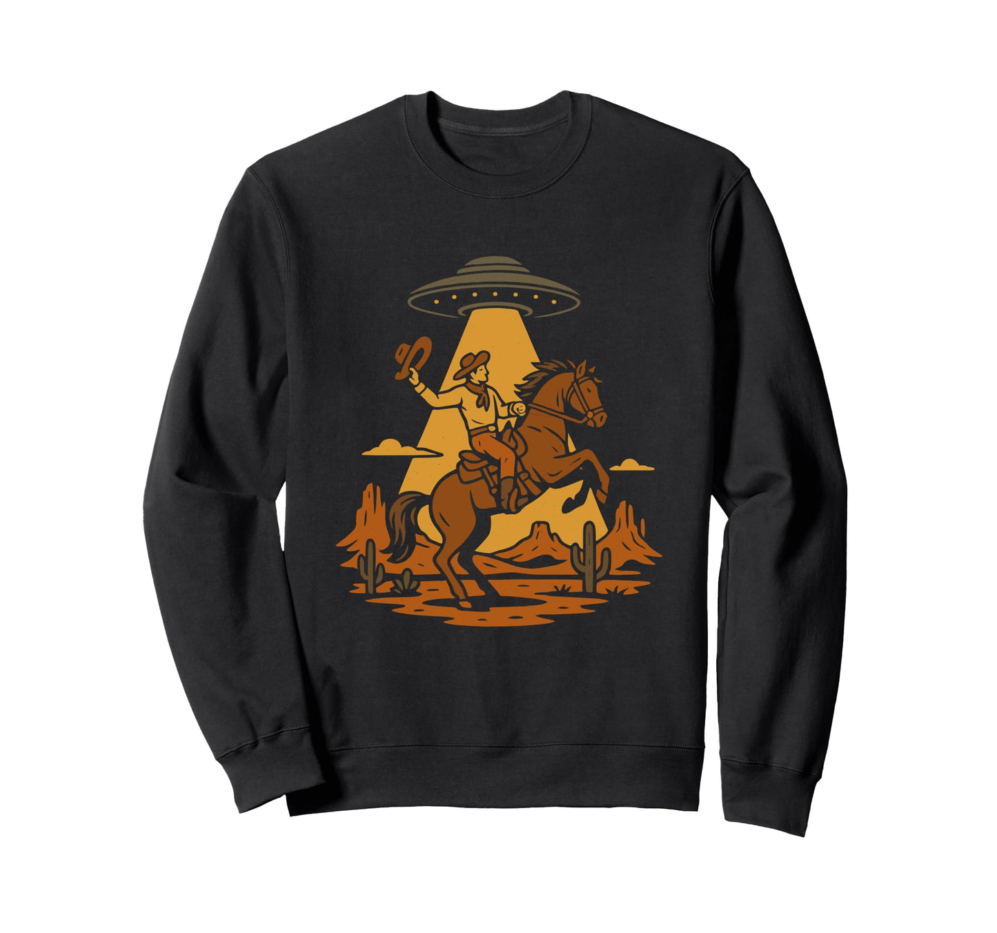 Country Cowboy Cowgirl Ufo Western Alien Sweatshirt - Unique Graphic Unisex - T-Shirt, Sweatshirt, Hoodie