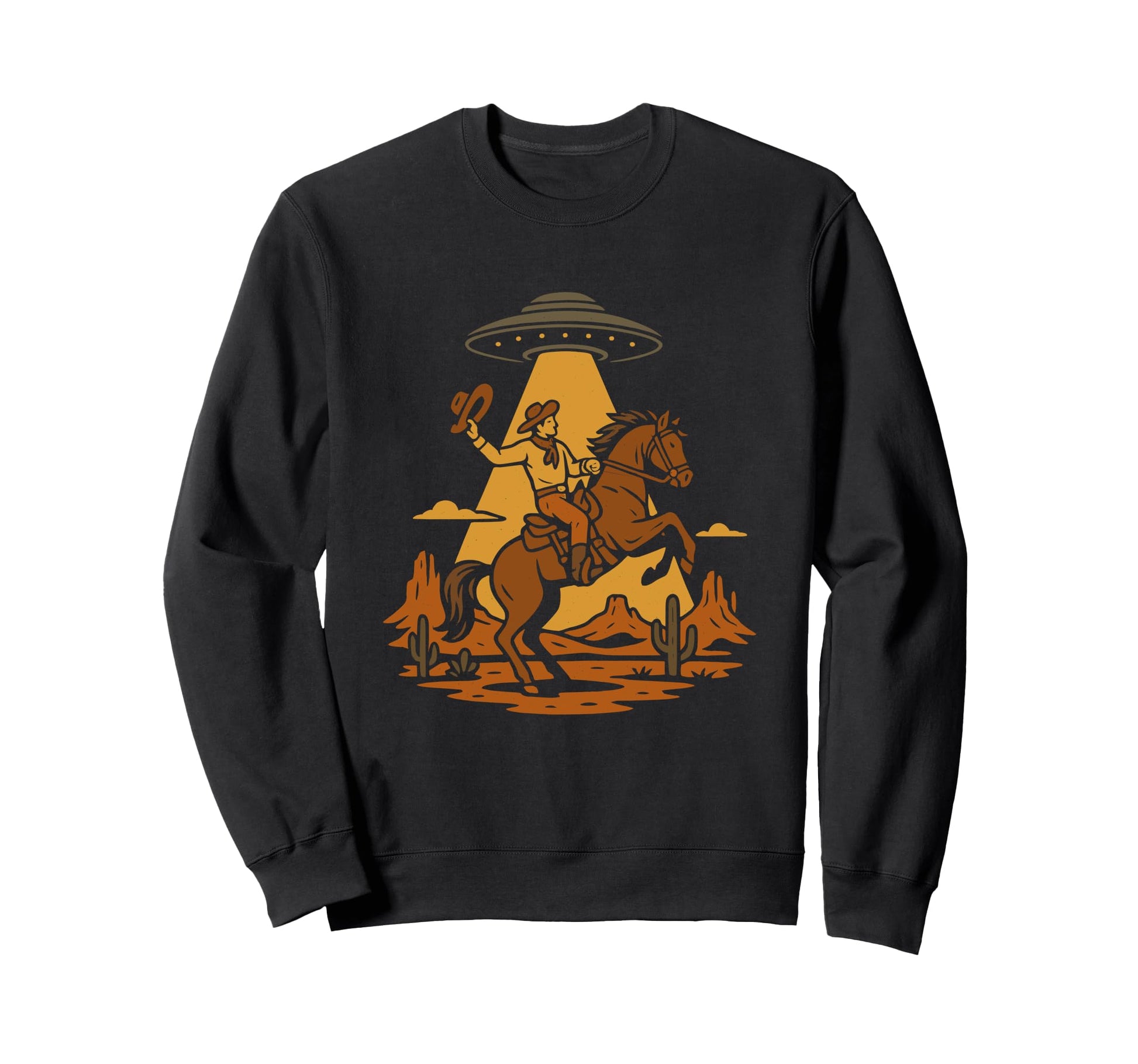 Country Cowboy Cowgirl Ufo Western Alien Sweatshirt - Unique Graphic Unisex - T-Shirt, Sweatshirt, Hoodie