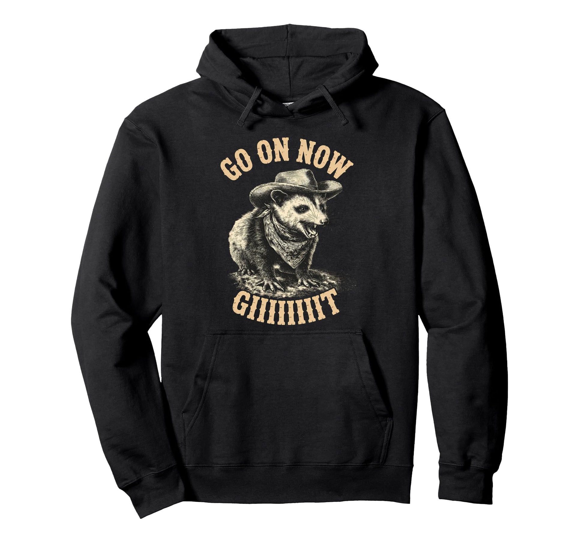 Go Now Git Western Country Possum Hoodie - Custom Art Print Men Women - T-Shirt, Sweatshirt, Hoodie